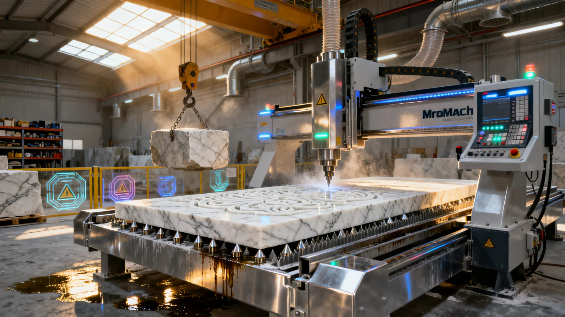Automated stone CNC fabrication for commercial slabs