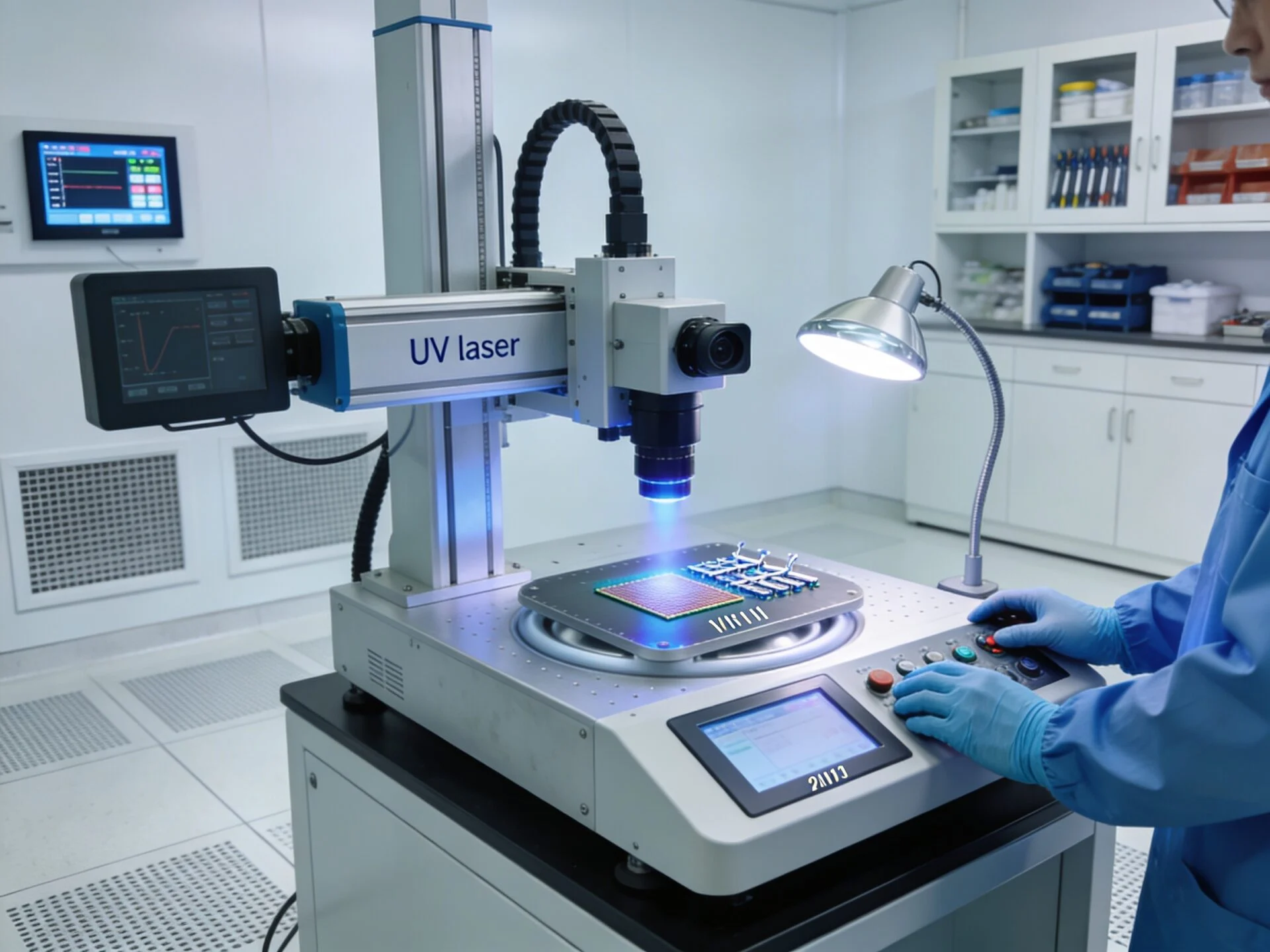 Automated UV laser marking station