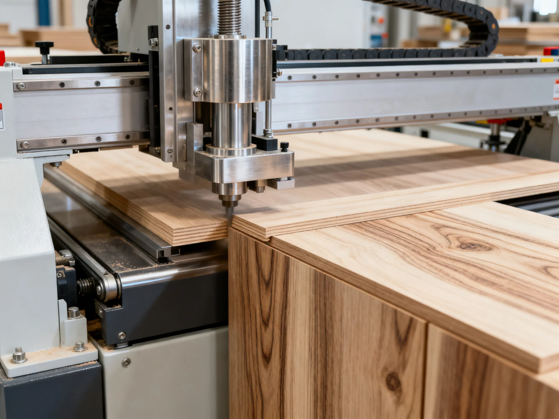 Automatic edge banding machine used in a high-volume panel furniture production line