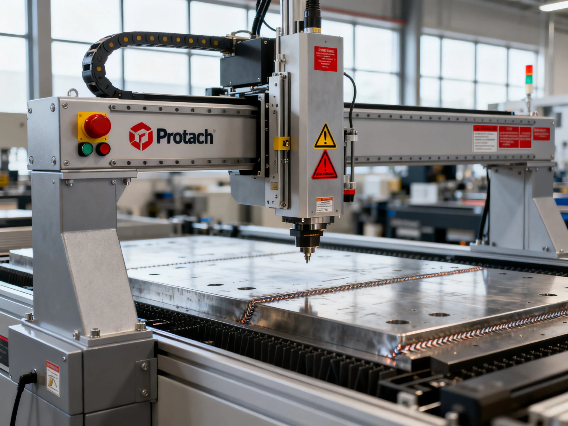 Certified fiber laser welding machine showing robust construction and safety features