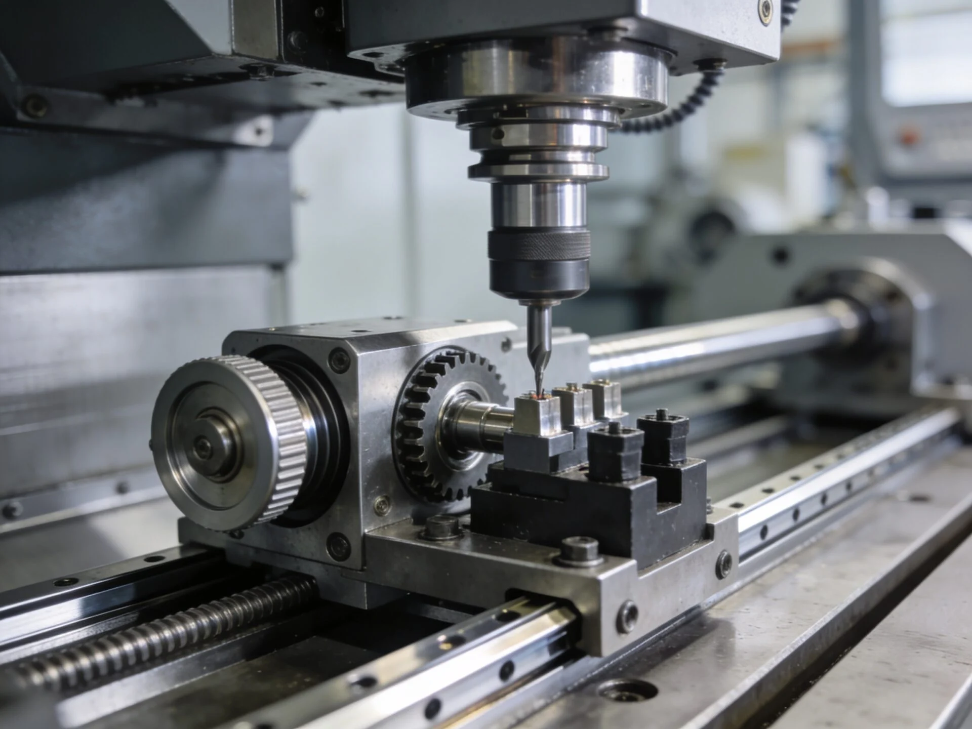 Close-up view of automatic tool changer mechanism