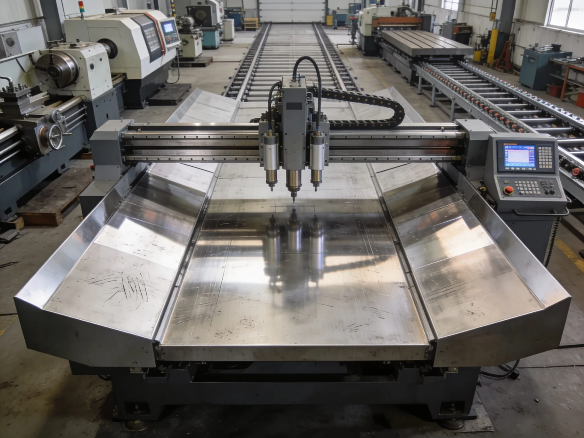 CNC bending machine in an industrial manufacturing environment