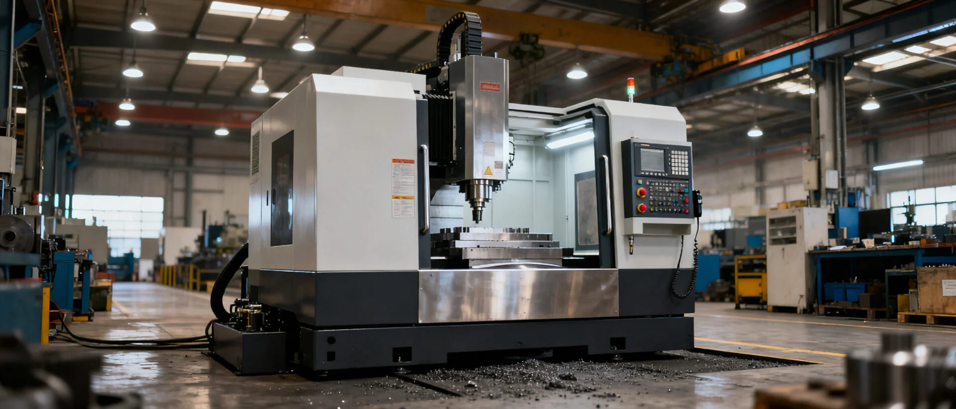CNC machine positioned for tailored factory layout and automation planning