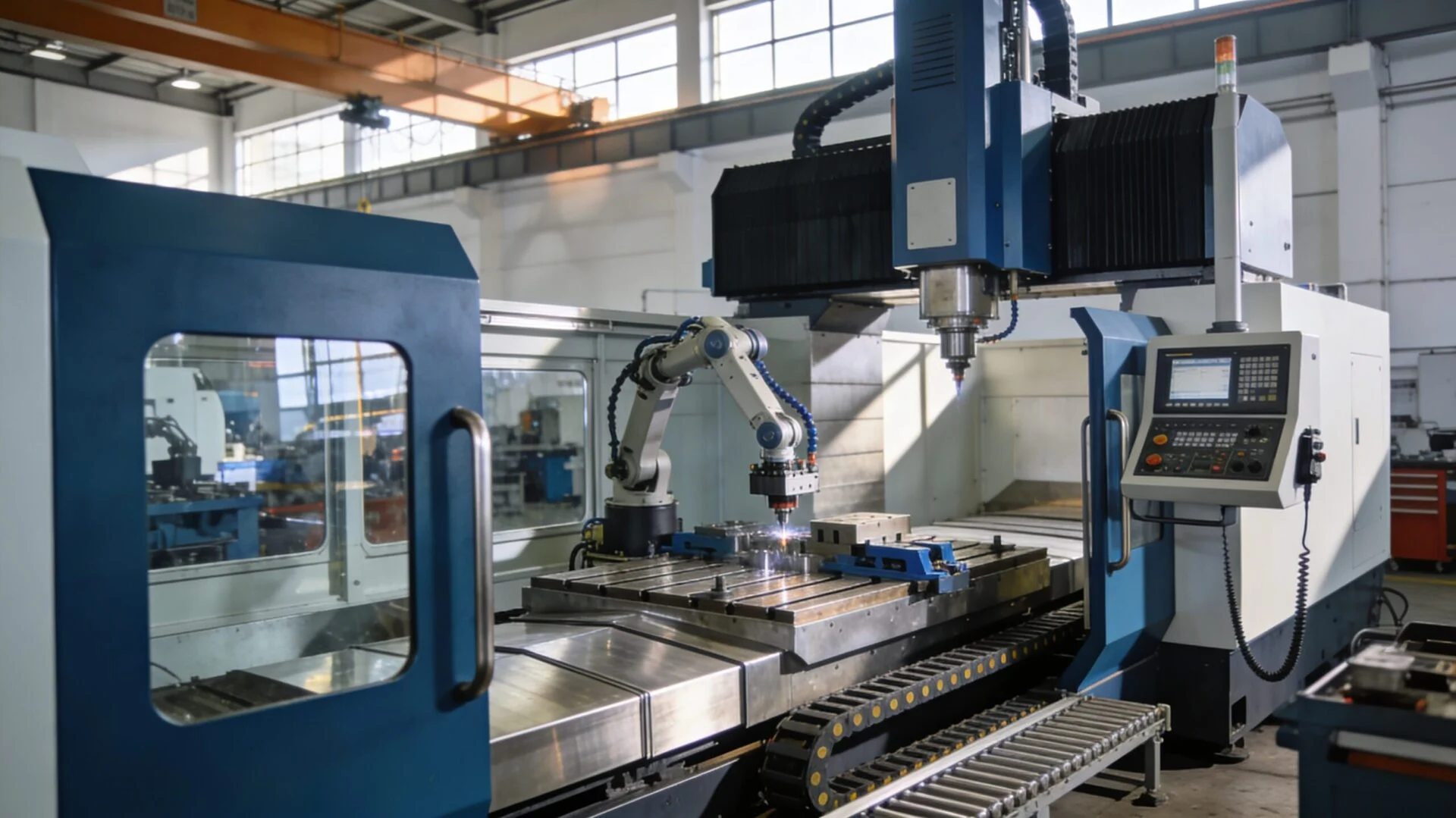 CNC machining center in an industrial production environment