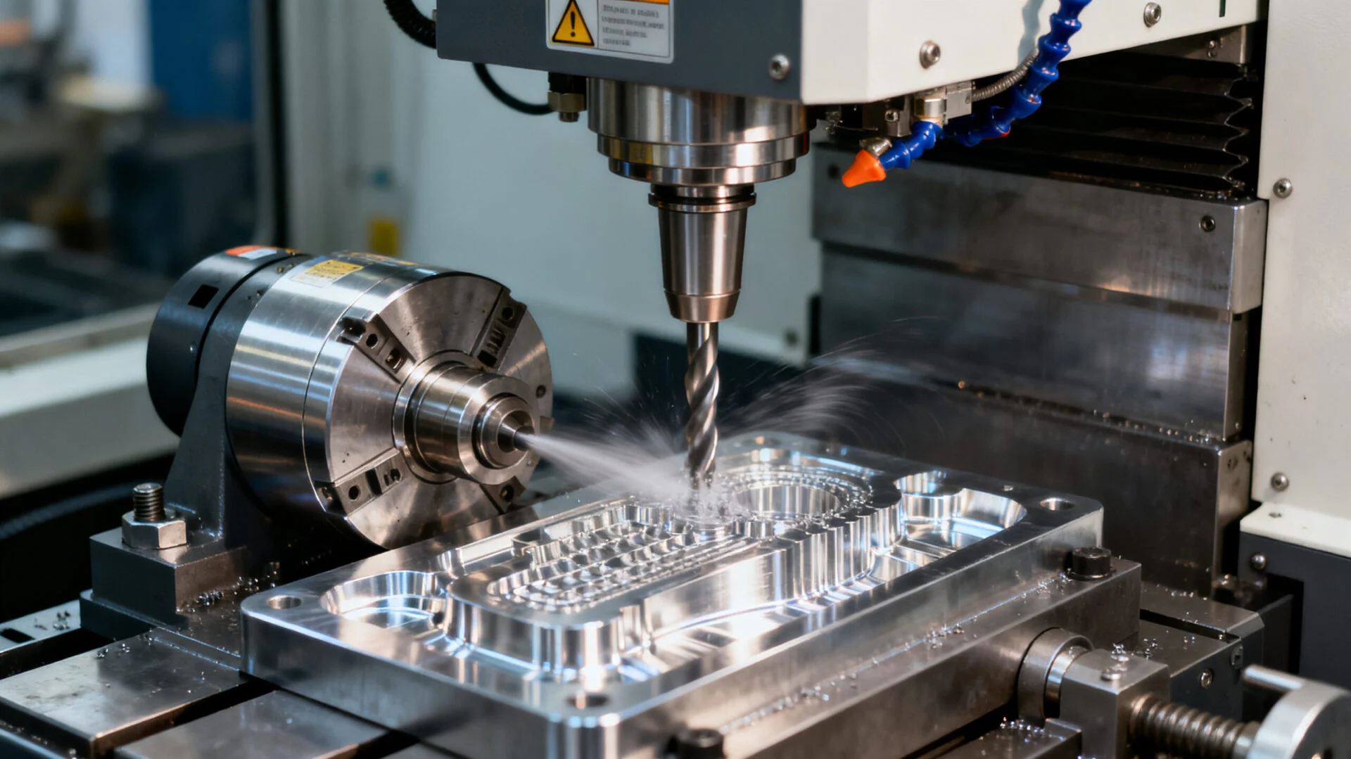 CNC Milling Intricate Components in Manufacturing Facility