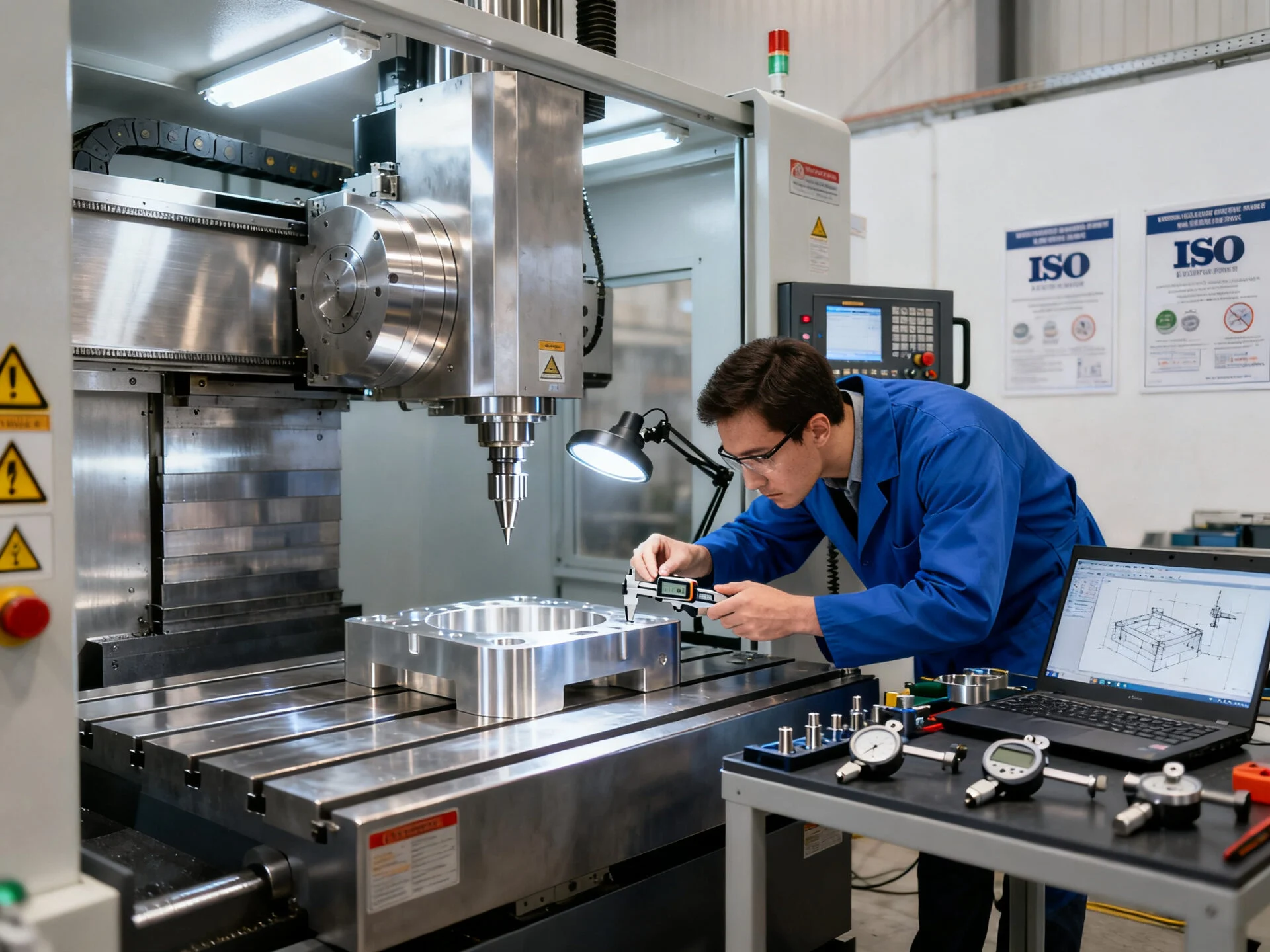 CNC milling machine under inspection