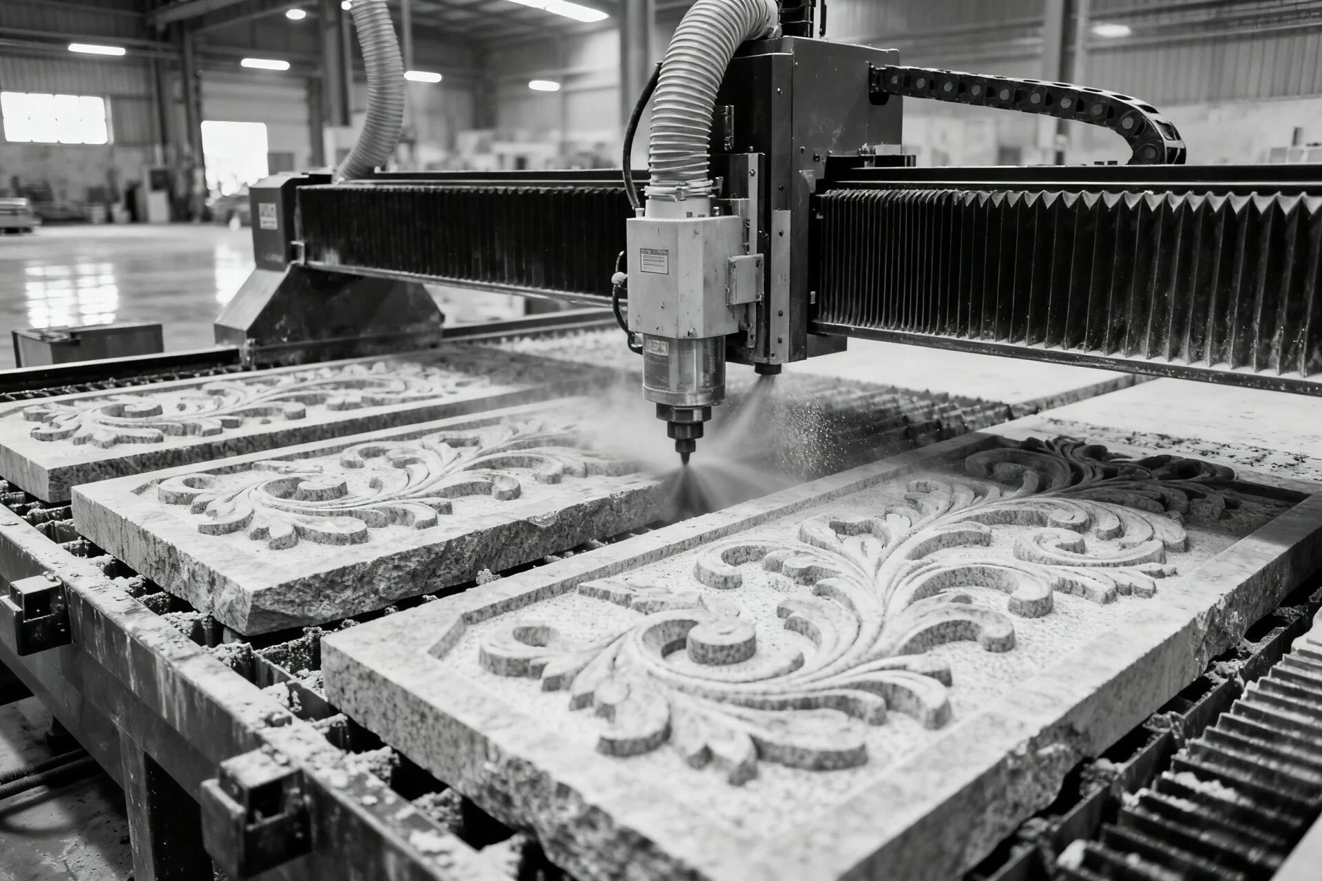 CNC stone engraving machine in operation
