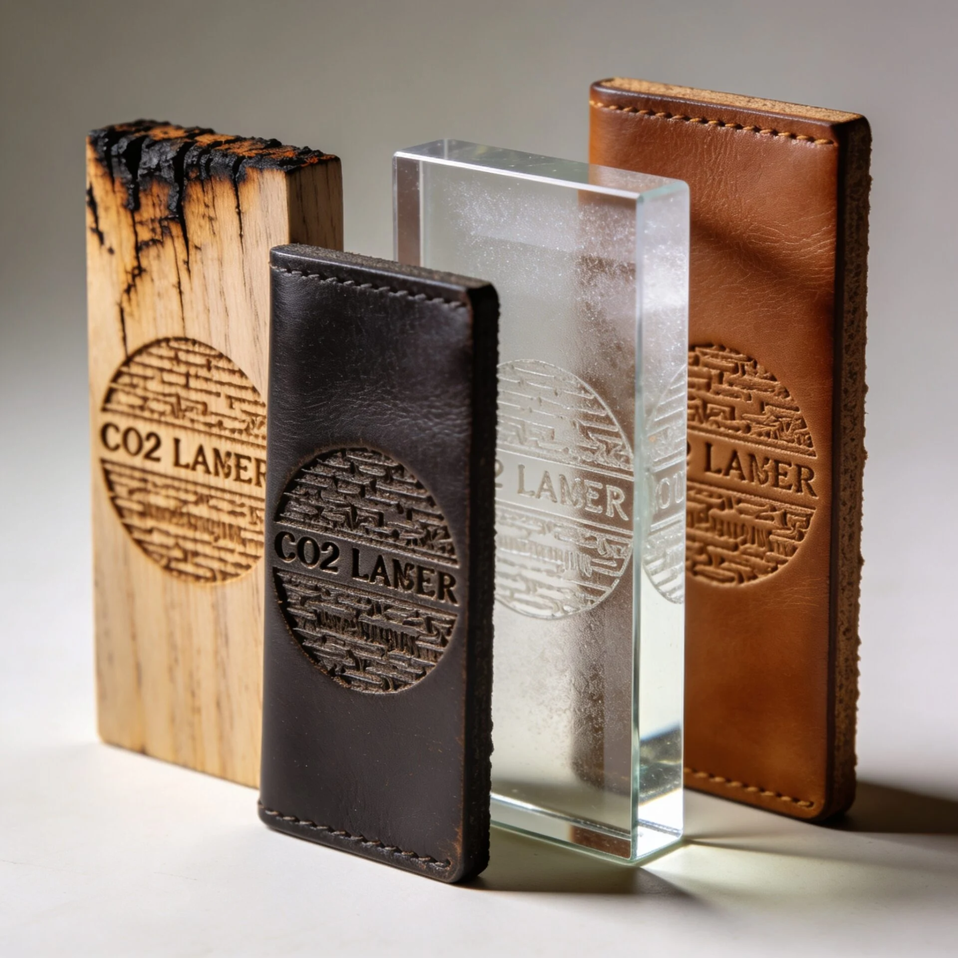 CO2 laser marking and engraving samples on different non-metal materials