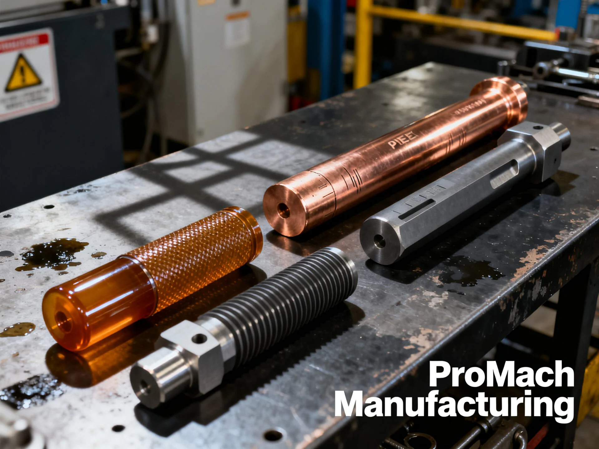 Collection of CNC machined engineering plastic and metal components