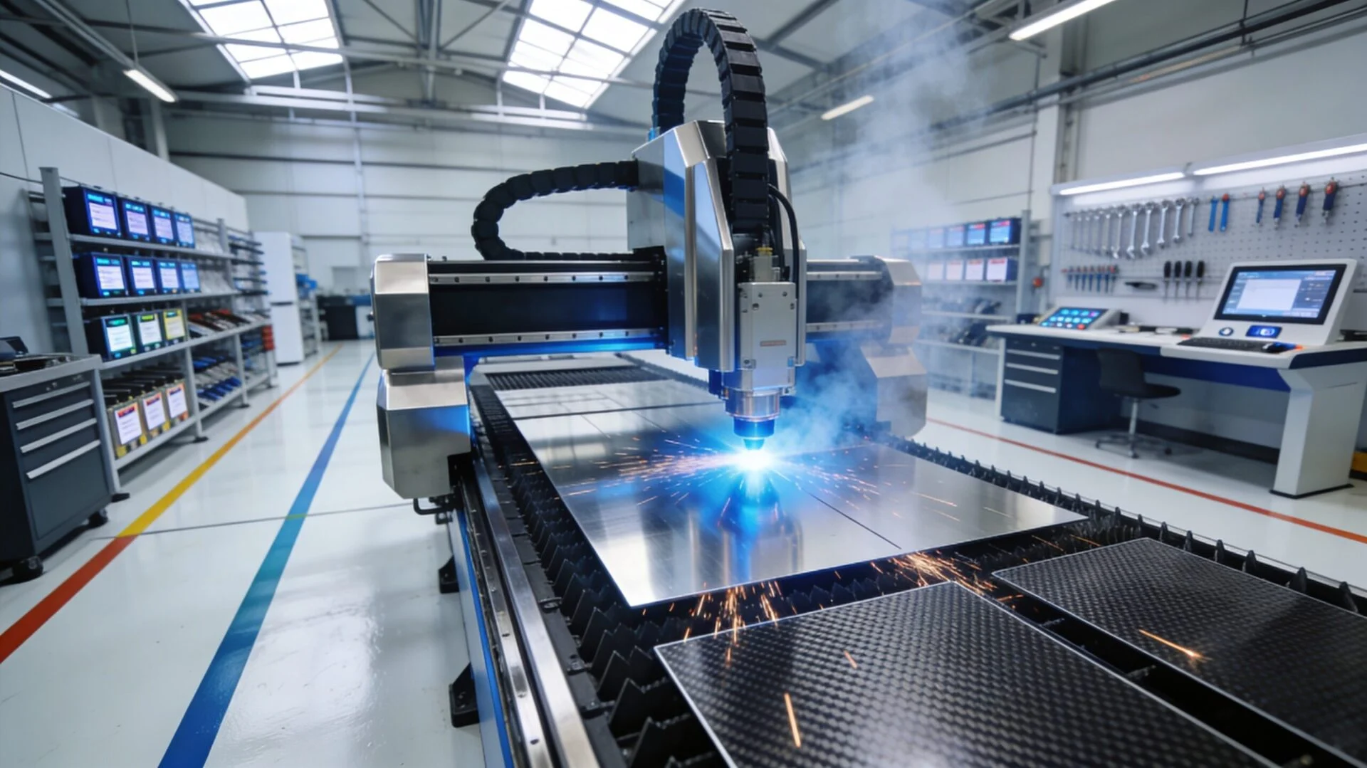 Comparison of hybrid laser cutting system and dedicated metal laser cutter for factory floors