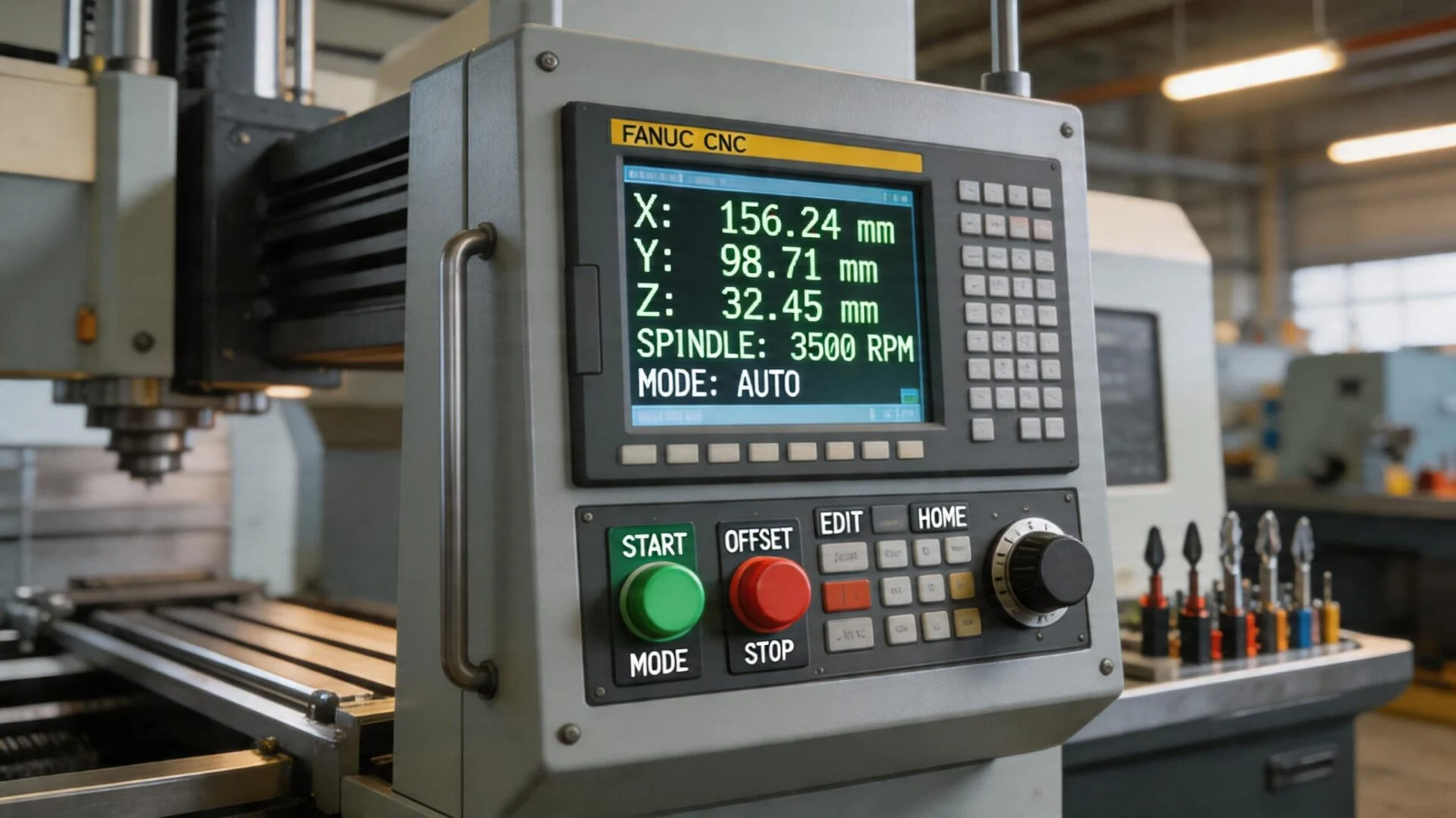 Control panel of a machining center