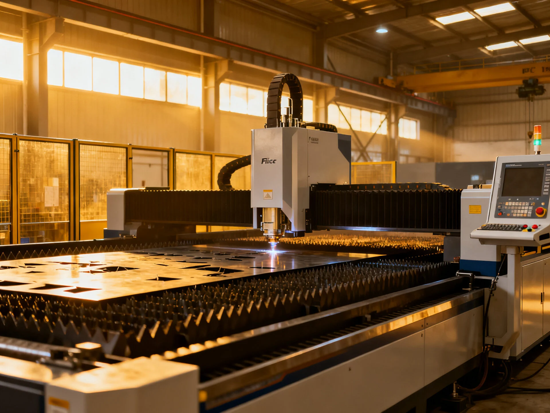 Customizable industrial fiber laser cutting machine configured for heavy-duty metal fabrication