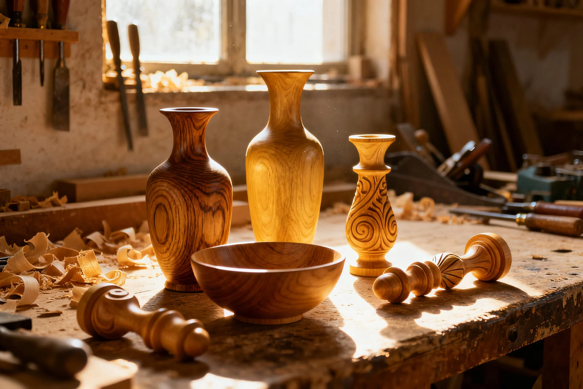 Decorative Wooden Turning Parts and Vases