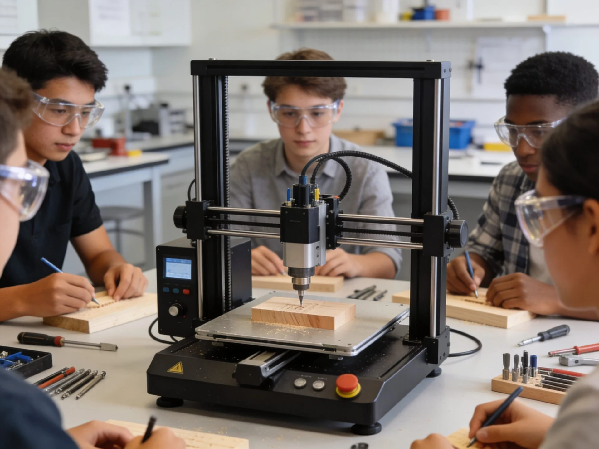 Desktop CNC machine used in maker labs and STEM education