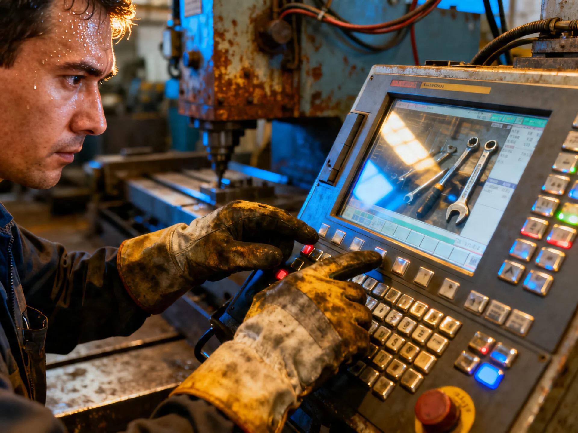 Engineer fine-tuning industrial machine parameters