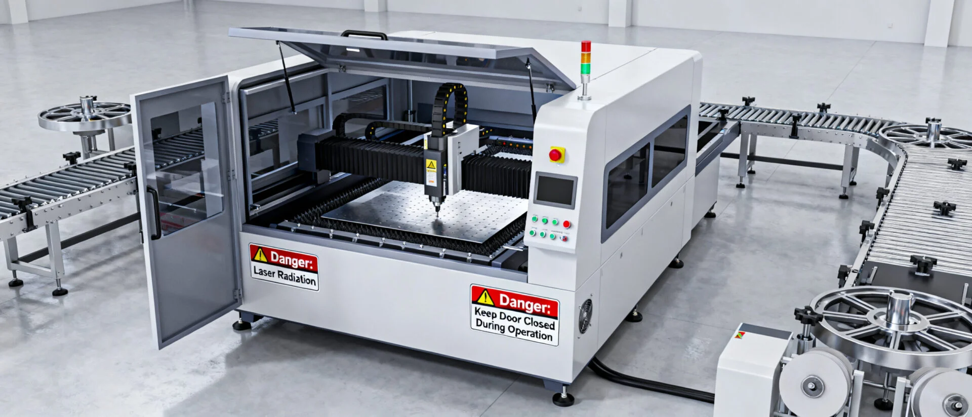 Fully enclosed industrial fiber laser engraver