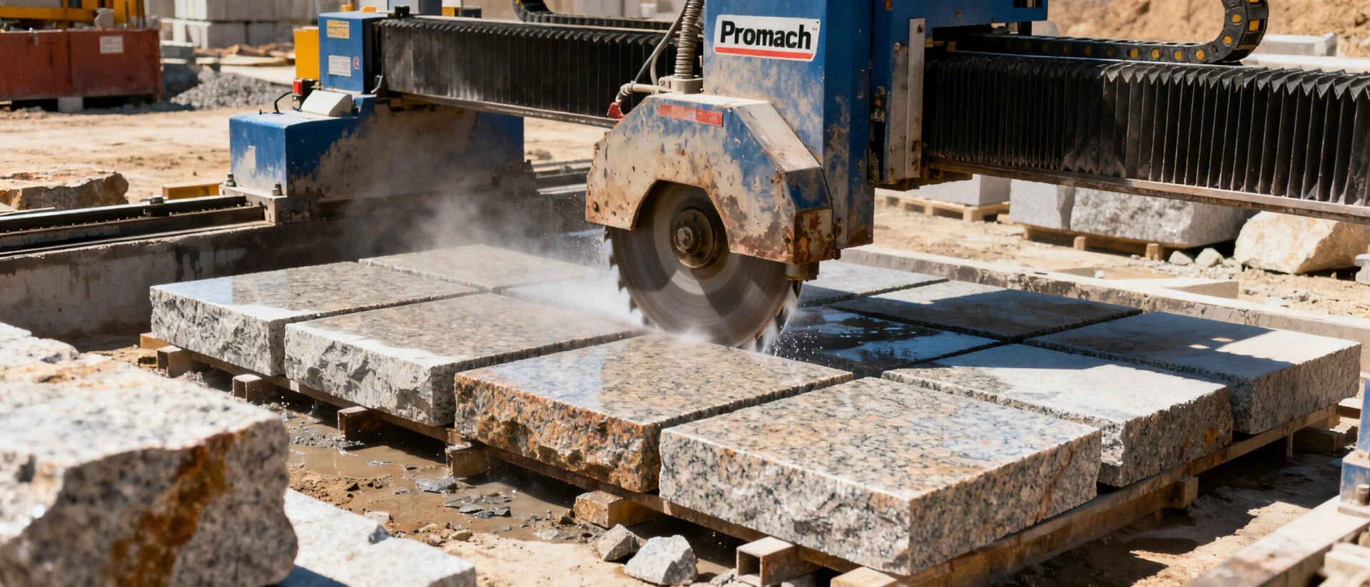 Granite carving and cutting in heavy-duty production