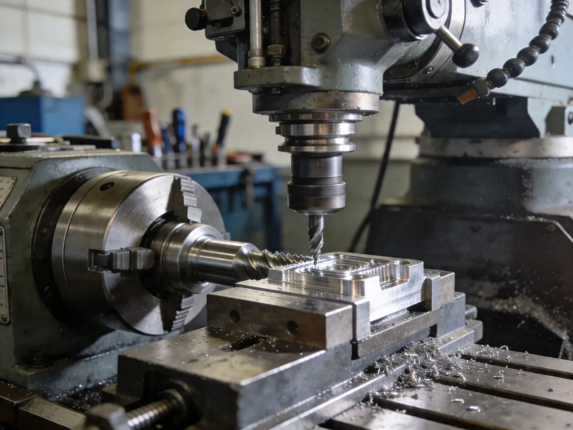 Heavy-duty CNC milling machine for precise metal components