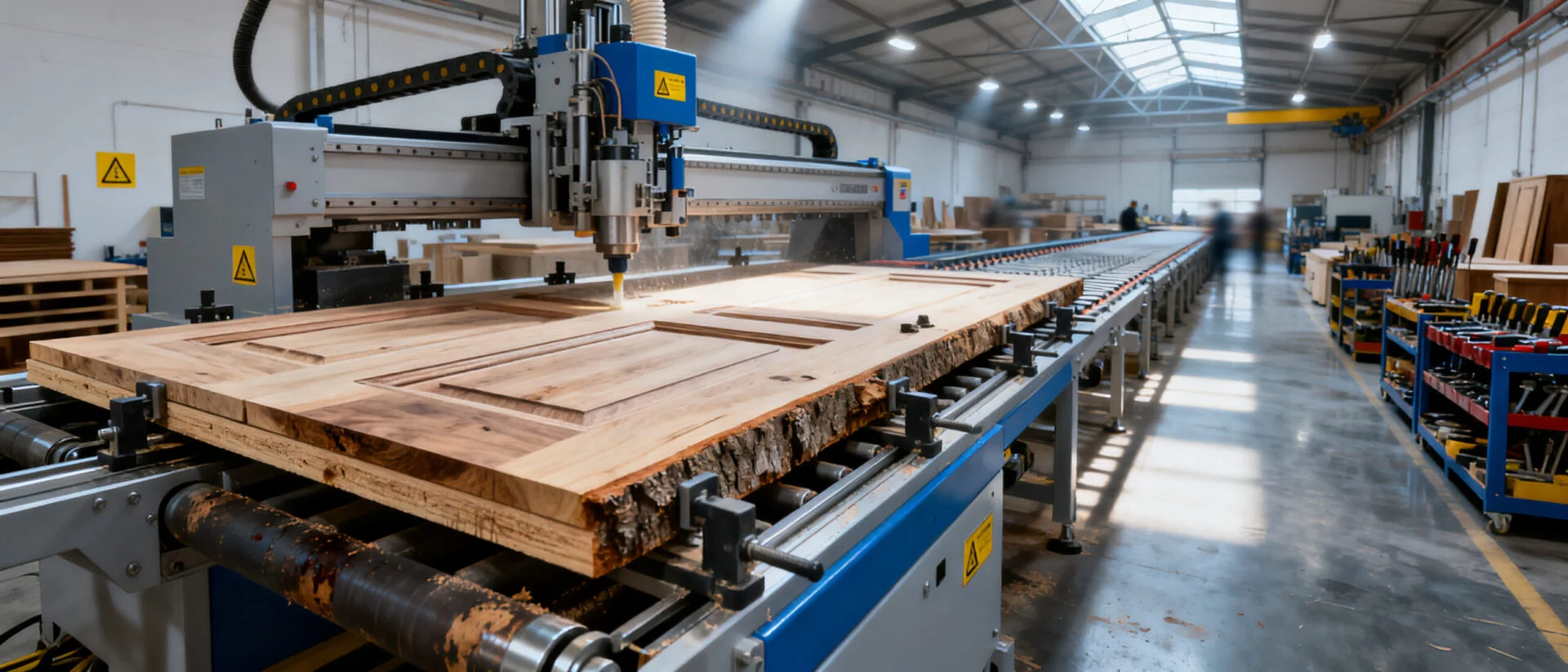 Heavy-duty edge banding equipment for wooden doors and panel components