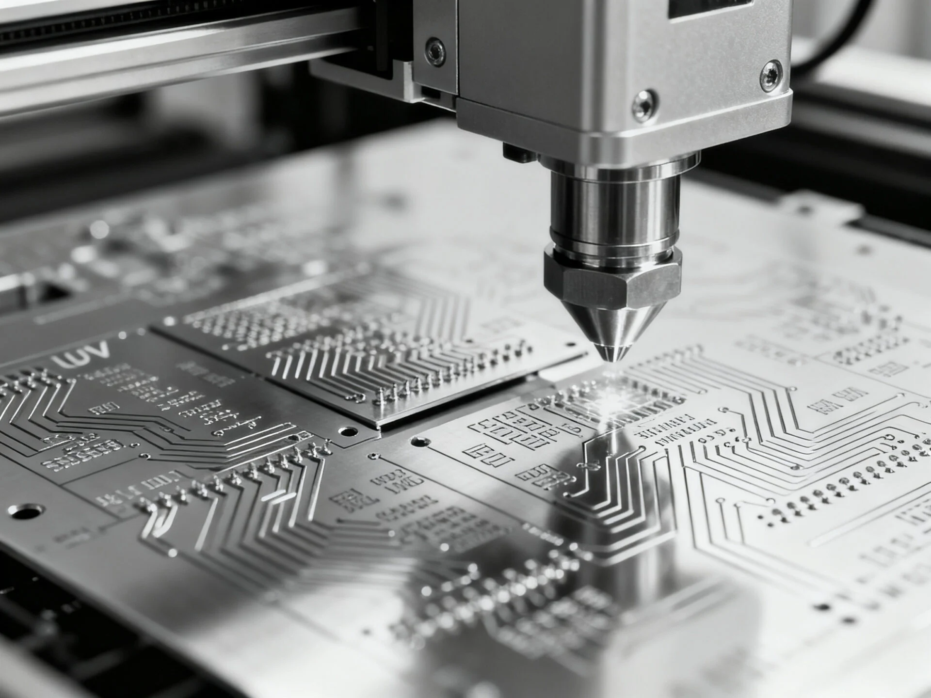 High-precision UV laser etching on sensitive electronics
