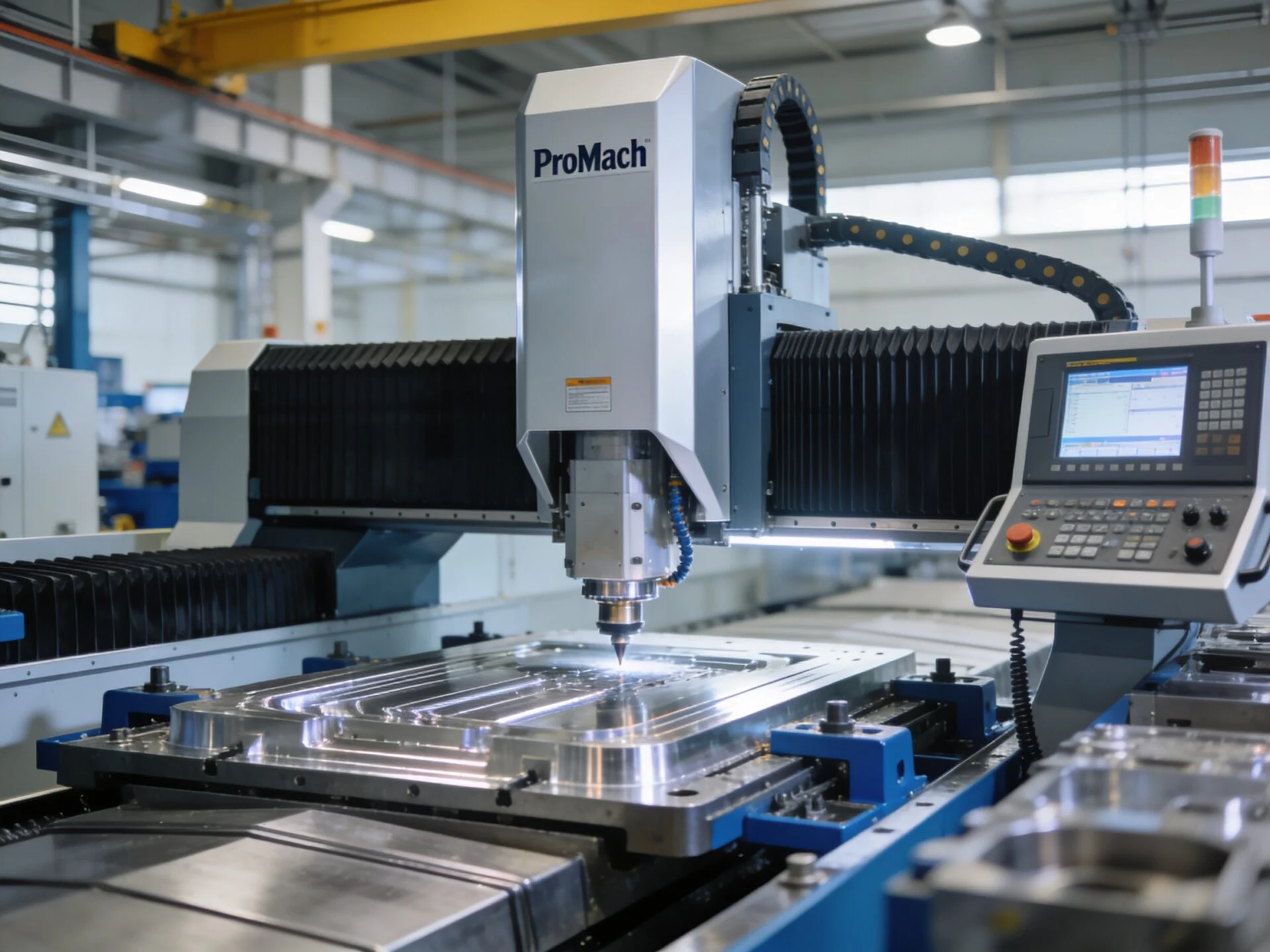 Industrial CNC machine in a production environment