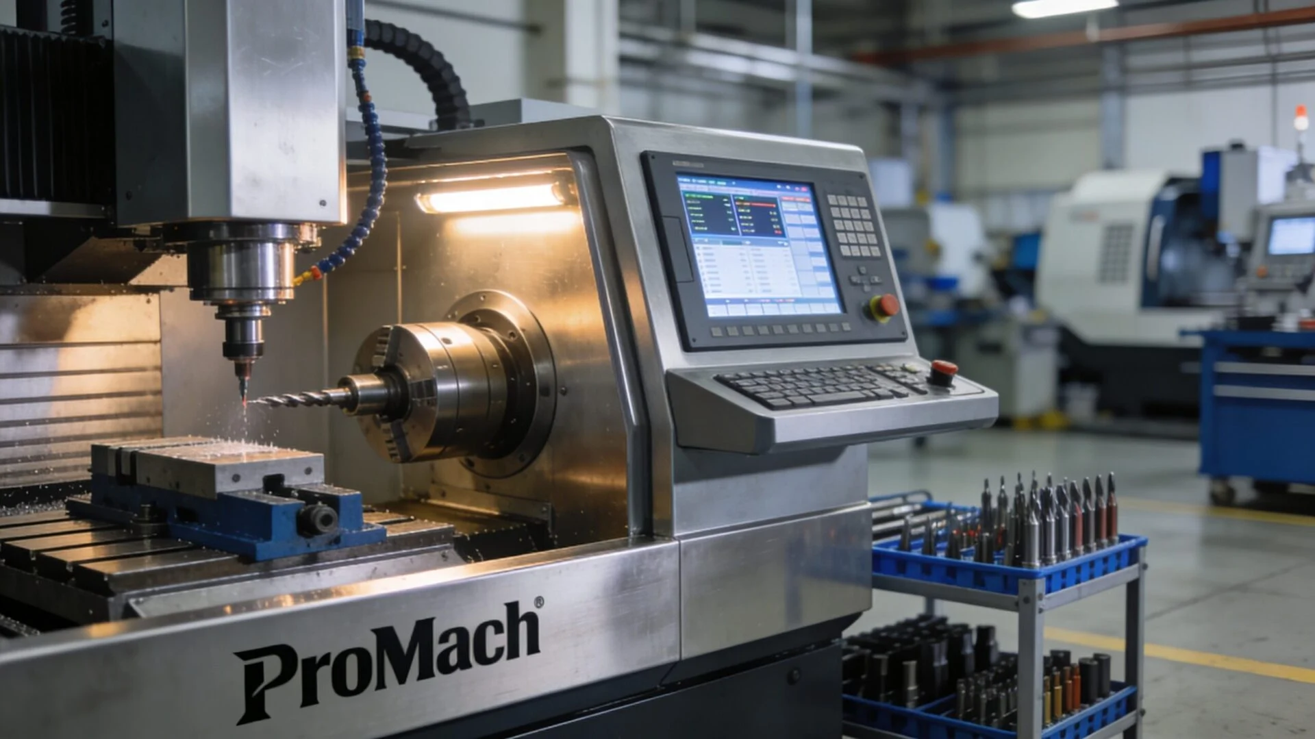 Industrial CNC machine in a production environment