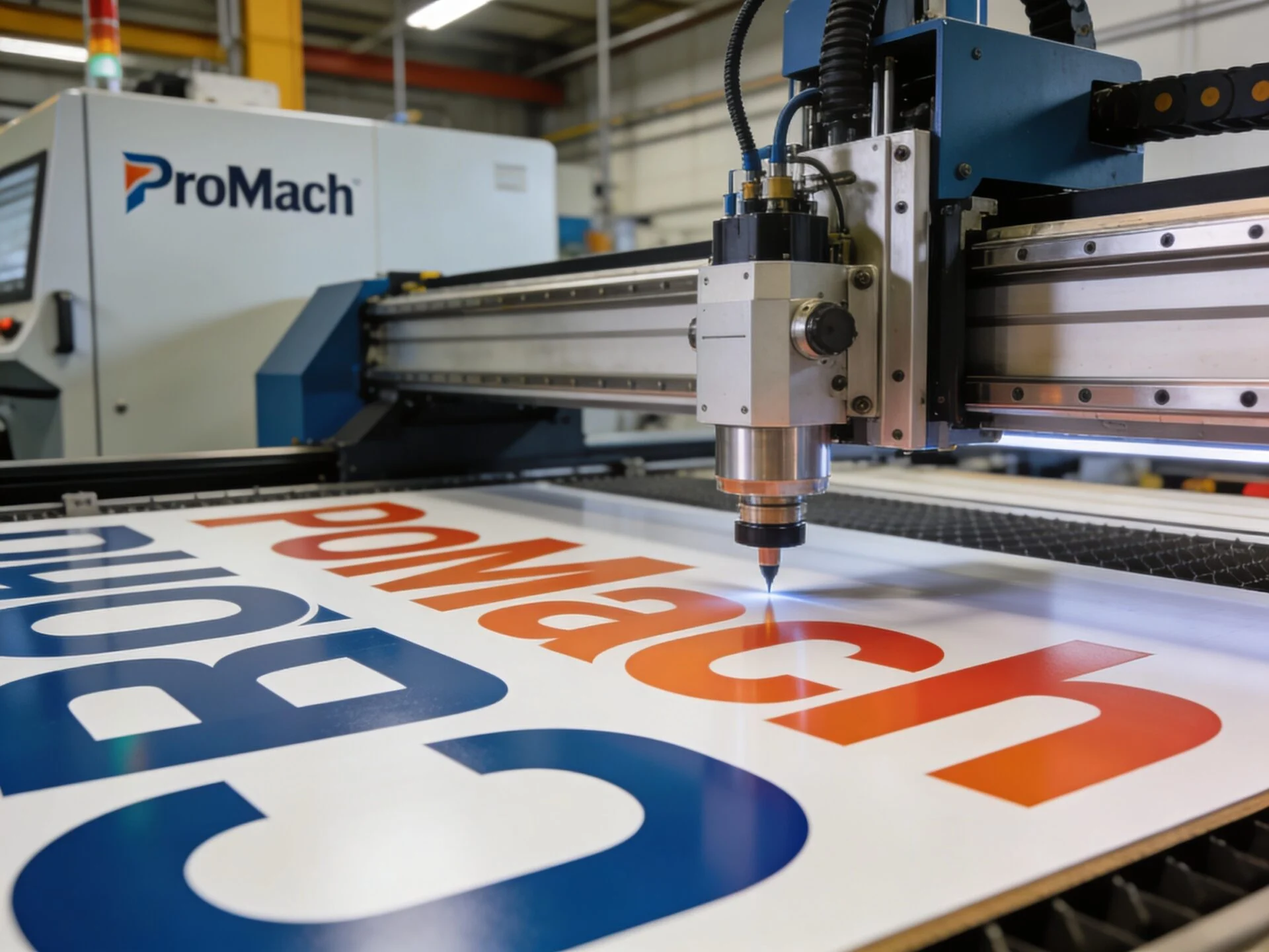 Industrial CNC machine processing large-scale signage materials