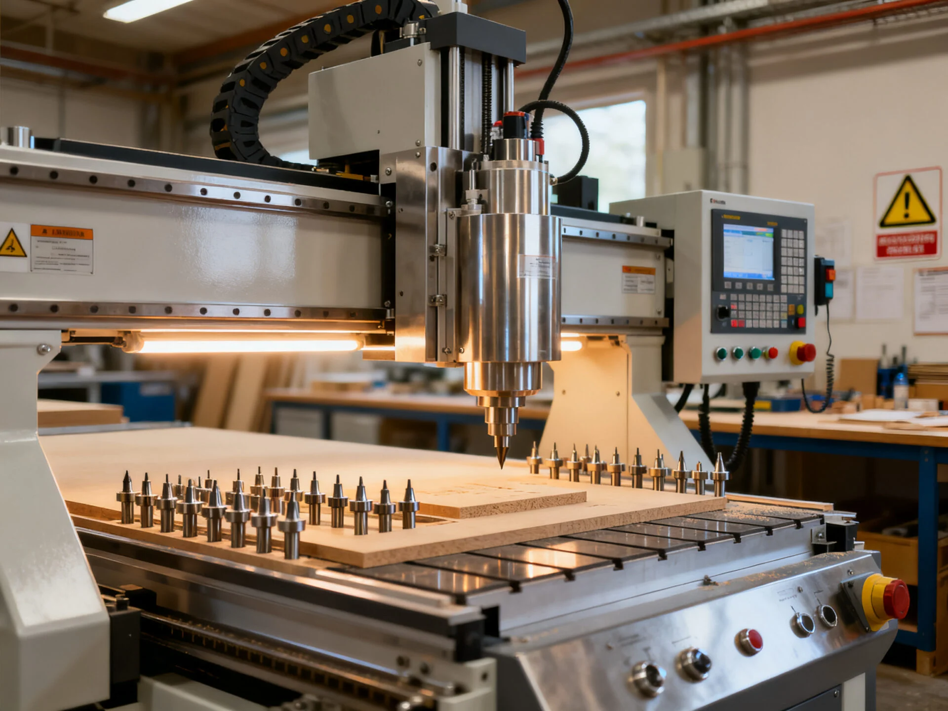 Industrial CNC router machine in a production environment