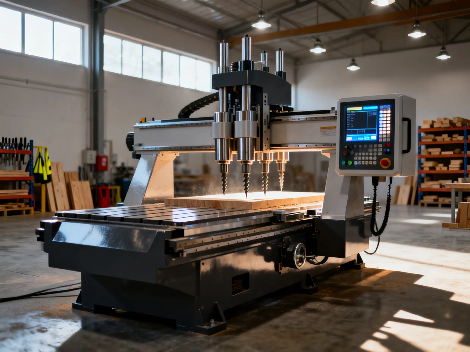 Industrial CNC wood lathe technical components