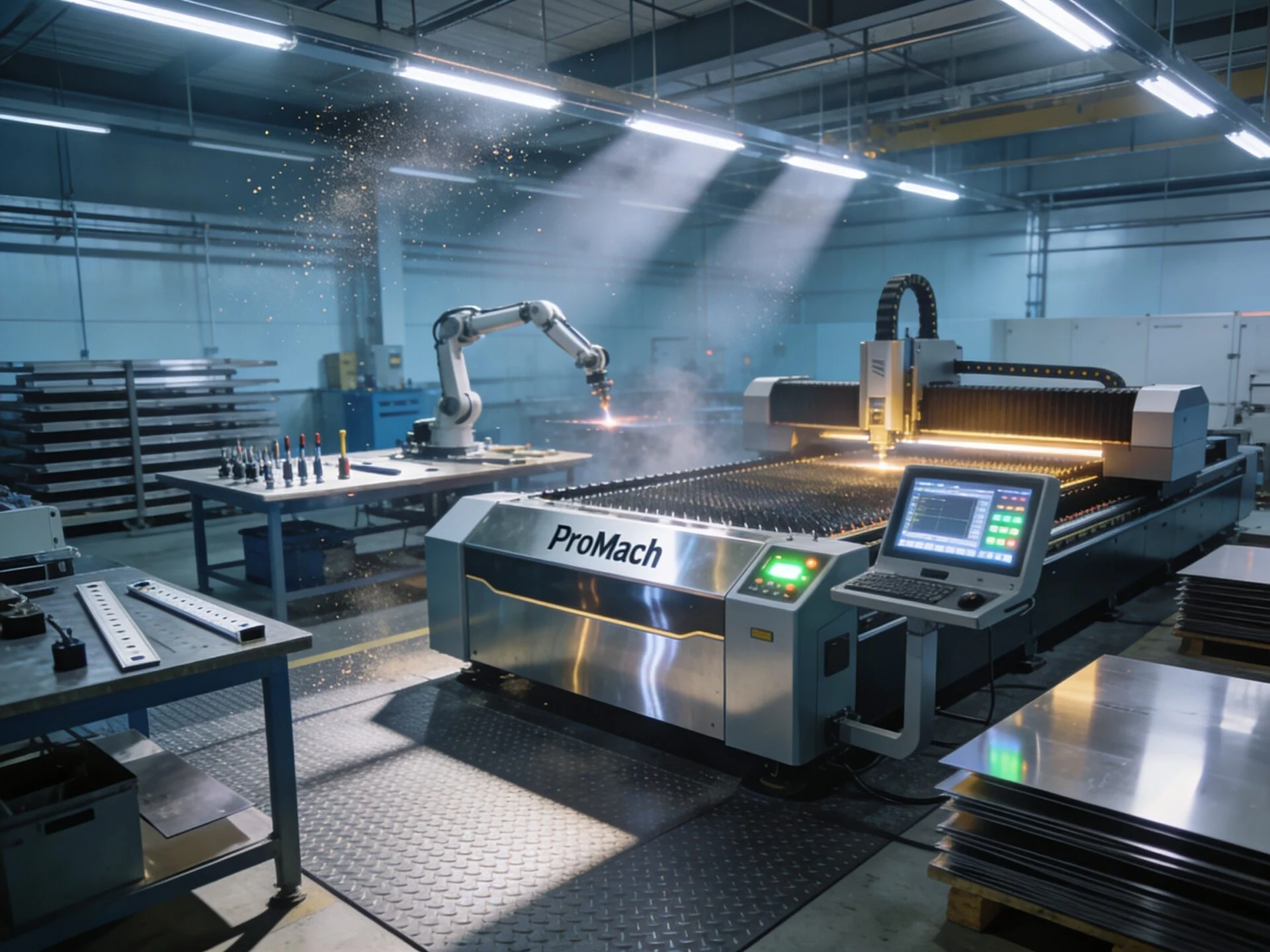 Industrial fiber laser, plasma, and bending machines for metal fabrication