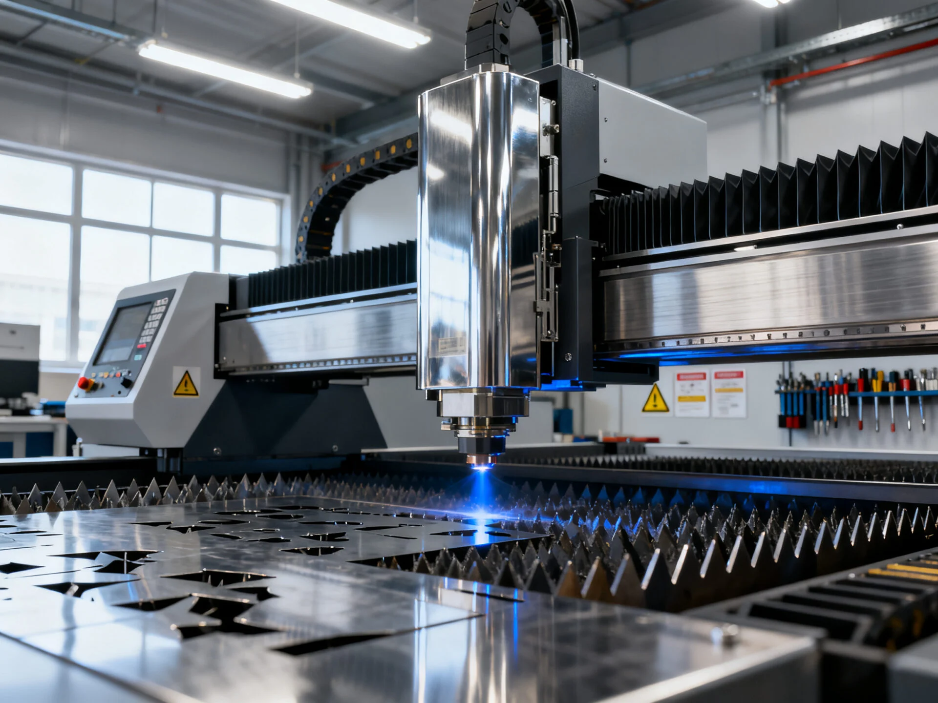 Industrial laser cutter in a clean manufacturing environment