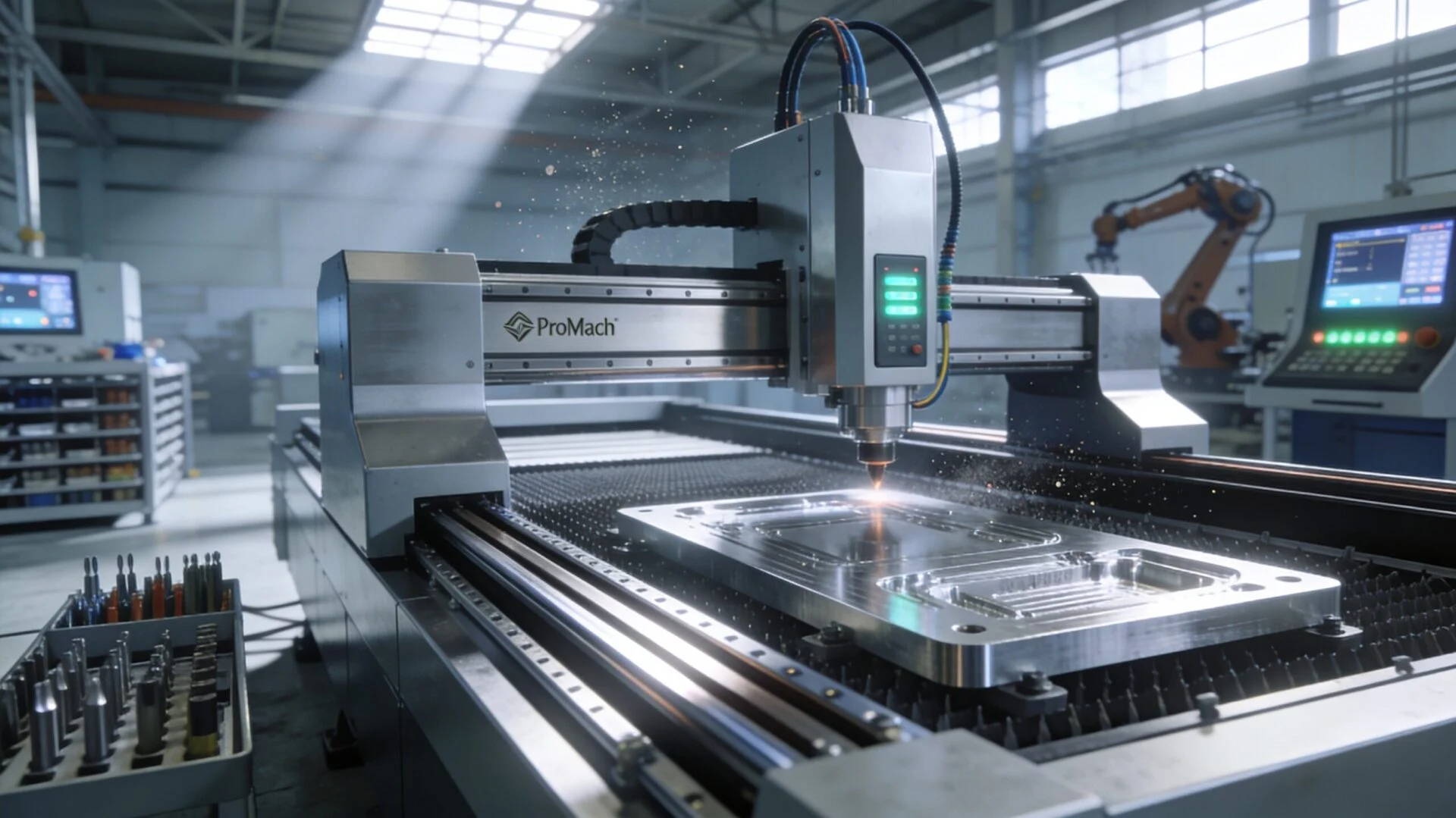 Industrial laser engraving machine processing high-precision metal components