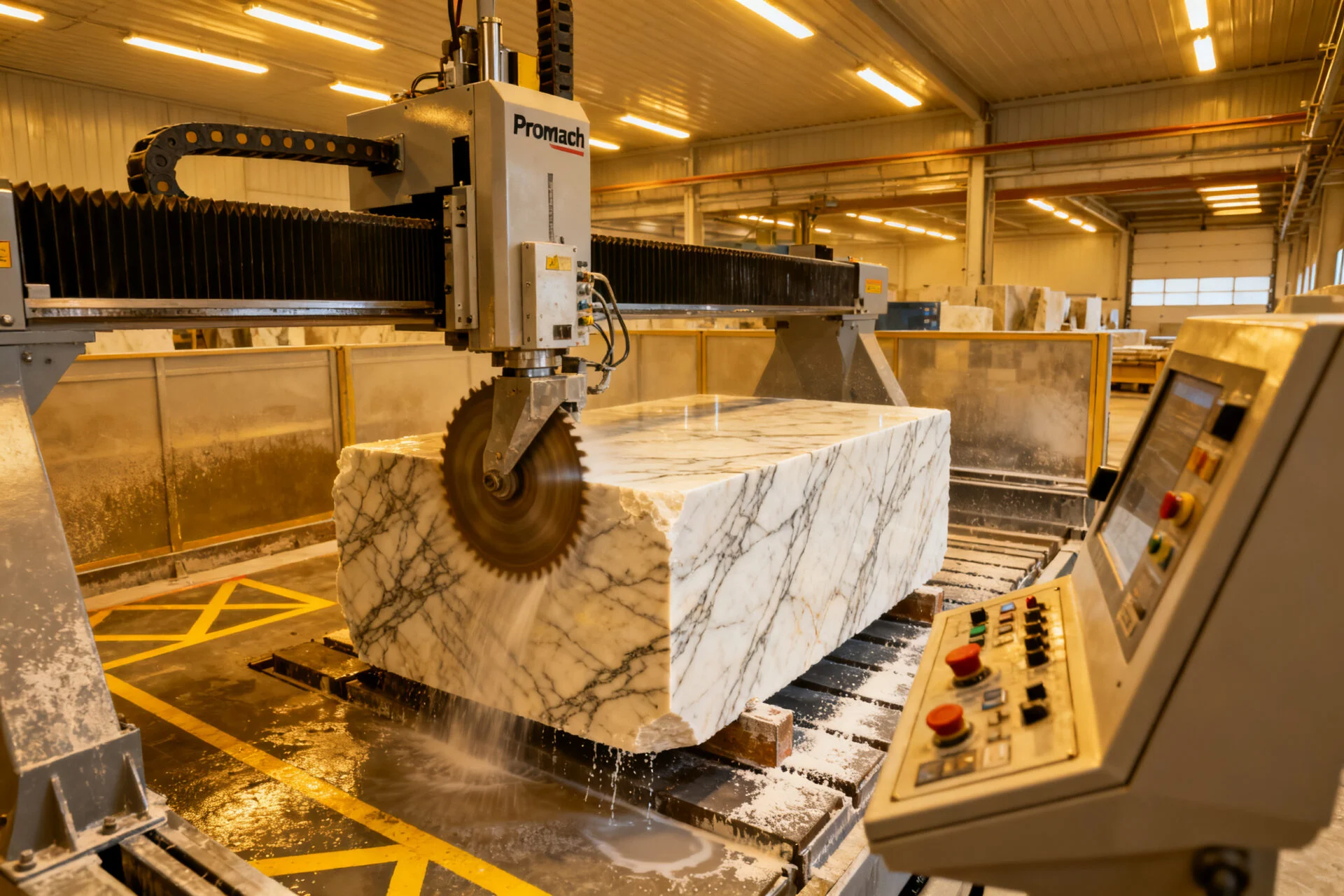 Industrial marble cutting machine for slab processing