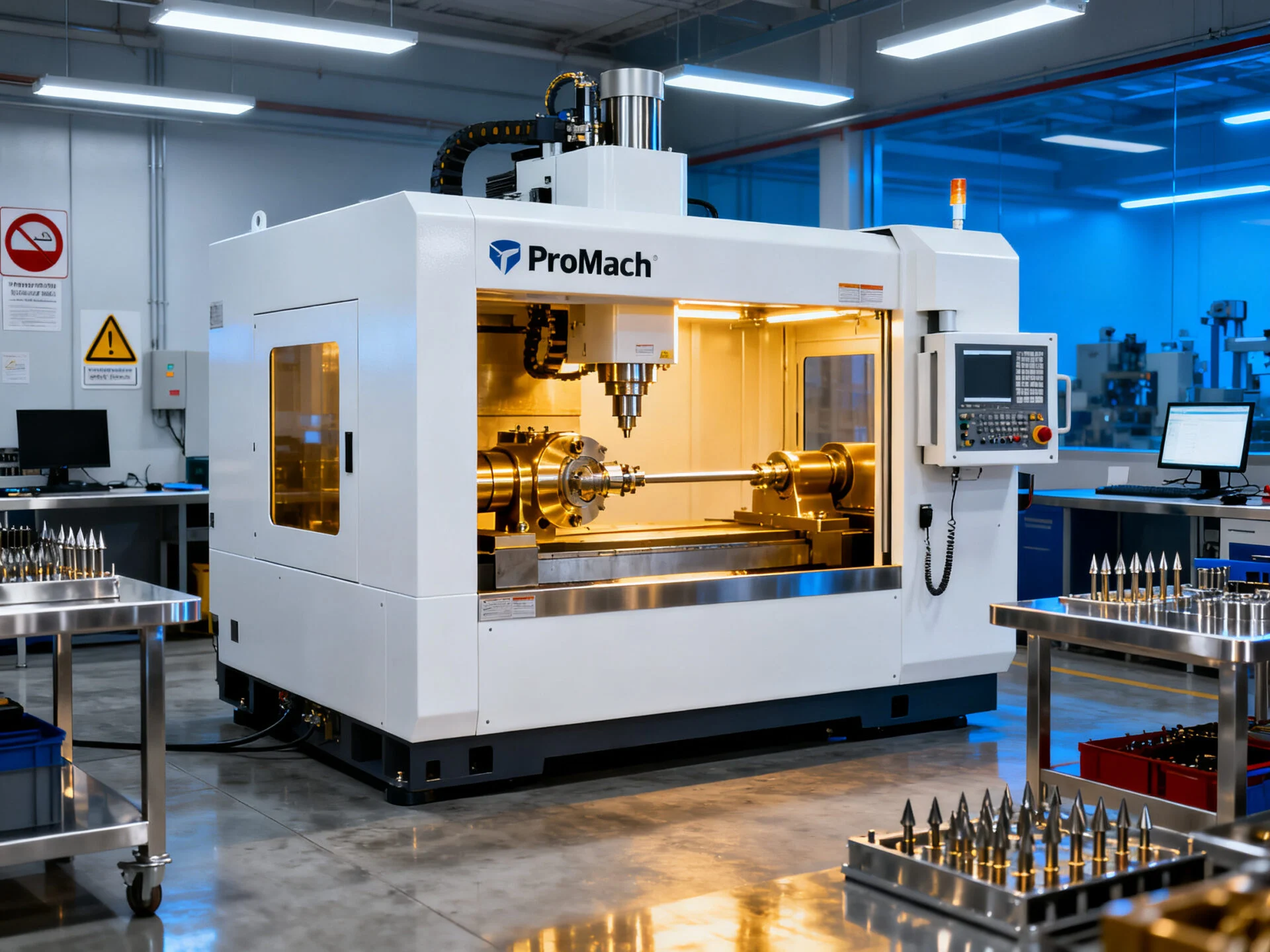 Industrial mold machining center in operation