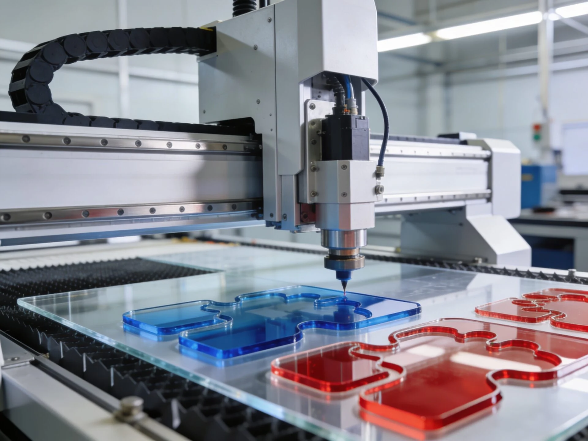 Laser-cut acrylic production in progress