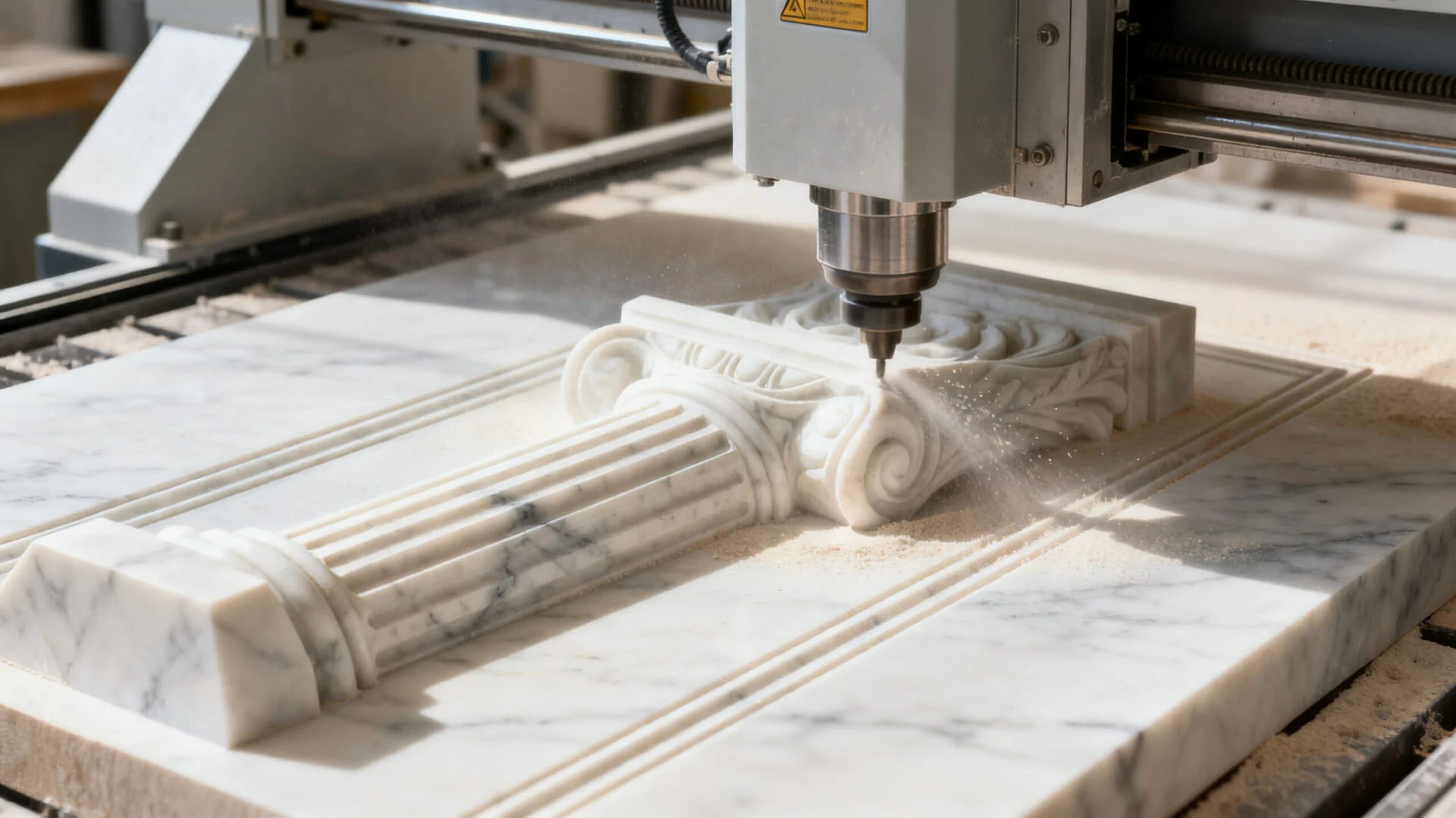 Marble carving by a CNC machine