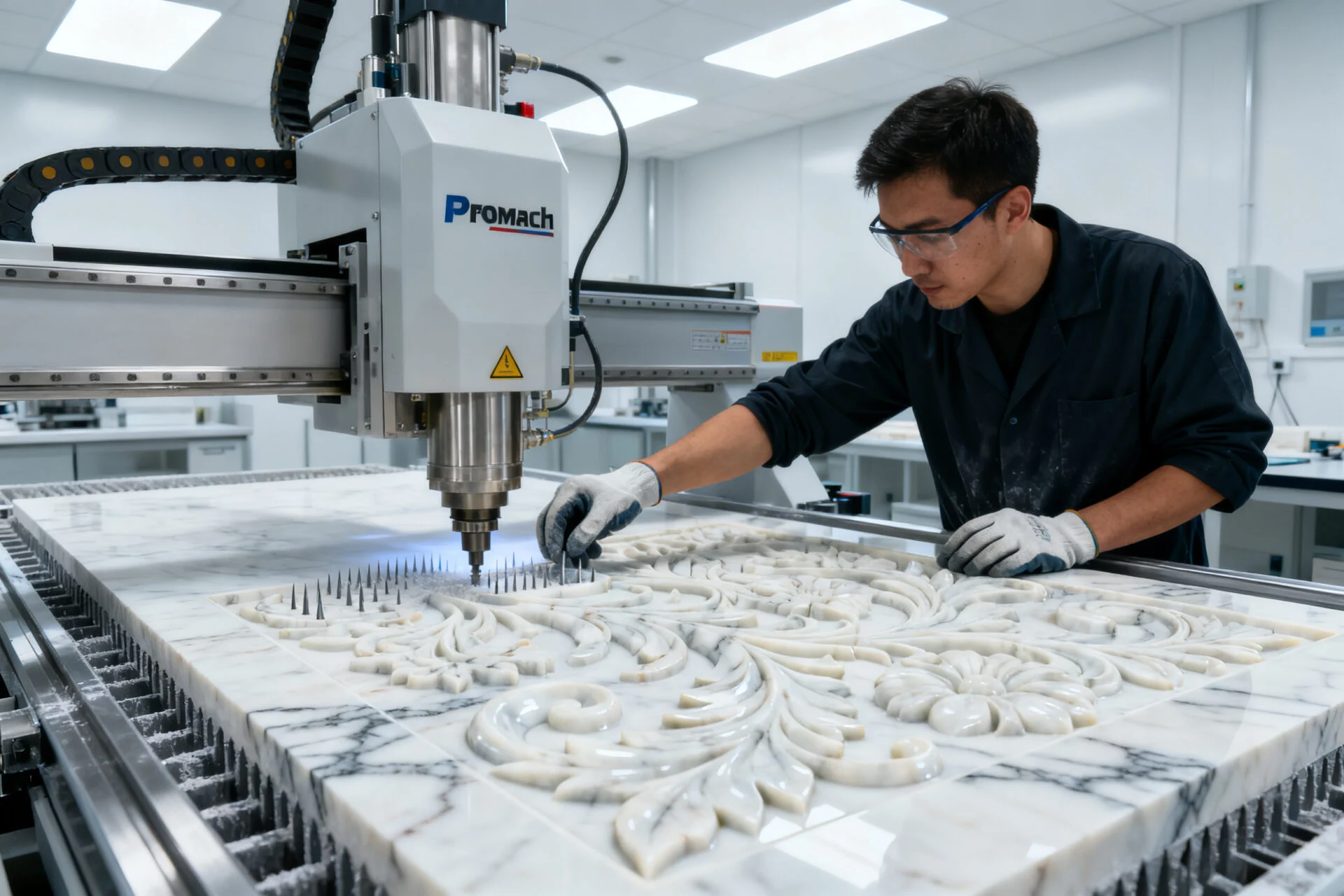 Marble engraving applications for artistic stone panels