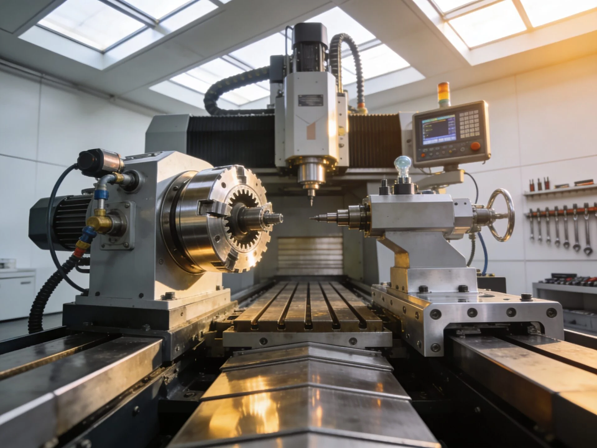 Precision CNC milling machine in an industrial manufacturing environment