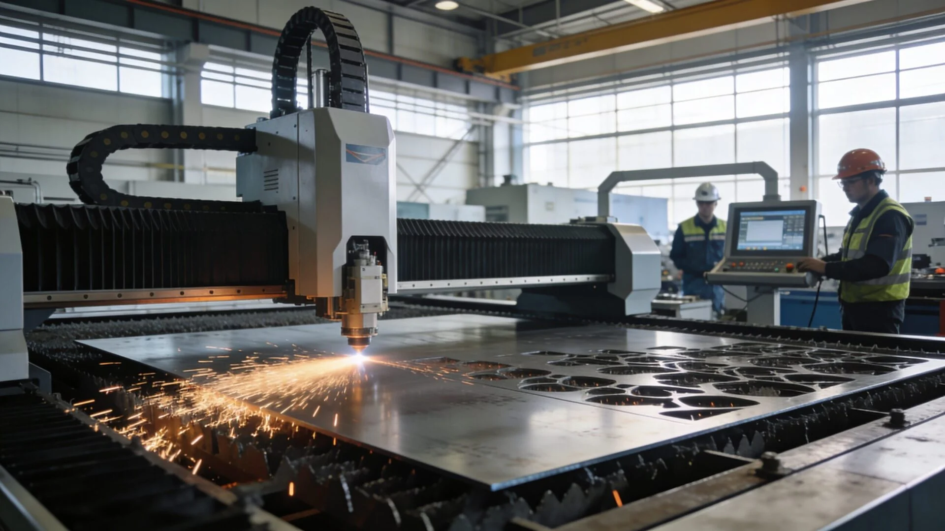 Precision laser cutting machinery in operation