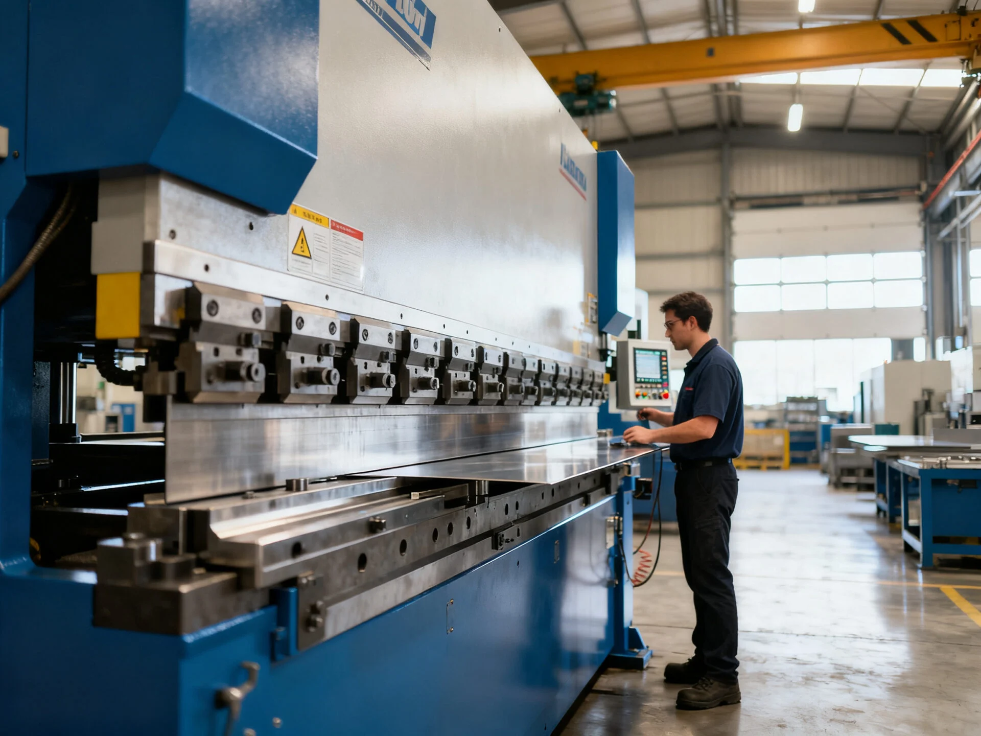 ProMach CNC press brake bending cell in a heavy-duty manufacturing environment