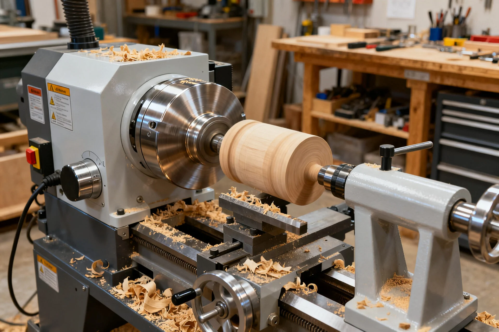 ProMach CNC wood lathe high-speed operation