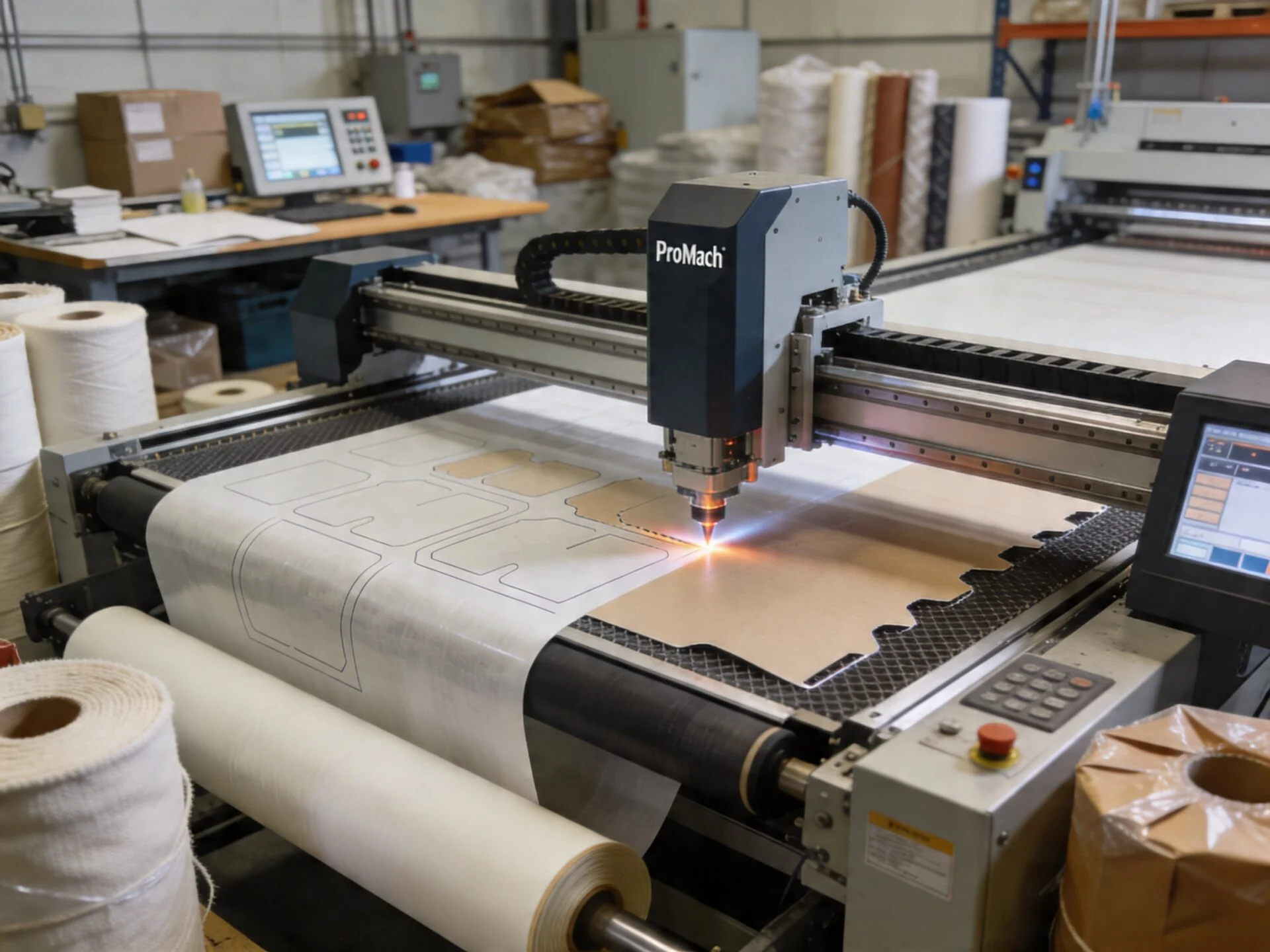 ProMach digital knife and laser cutting systems for packaging and textile manufacturing