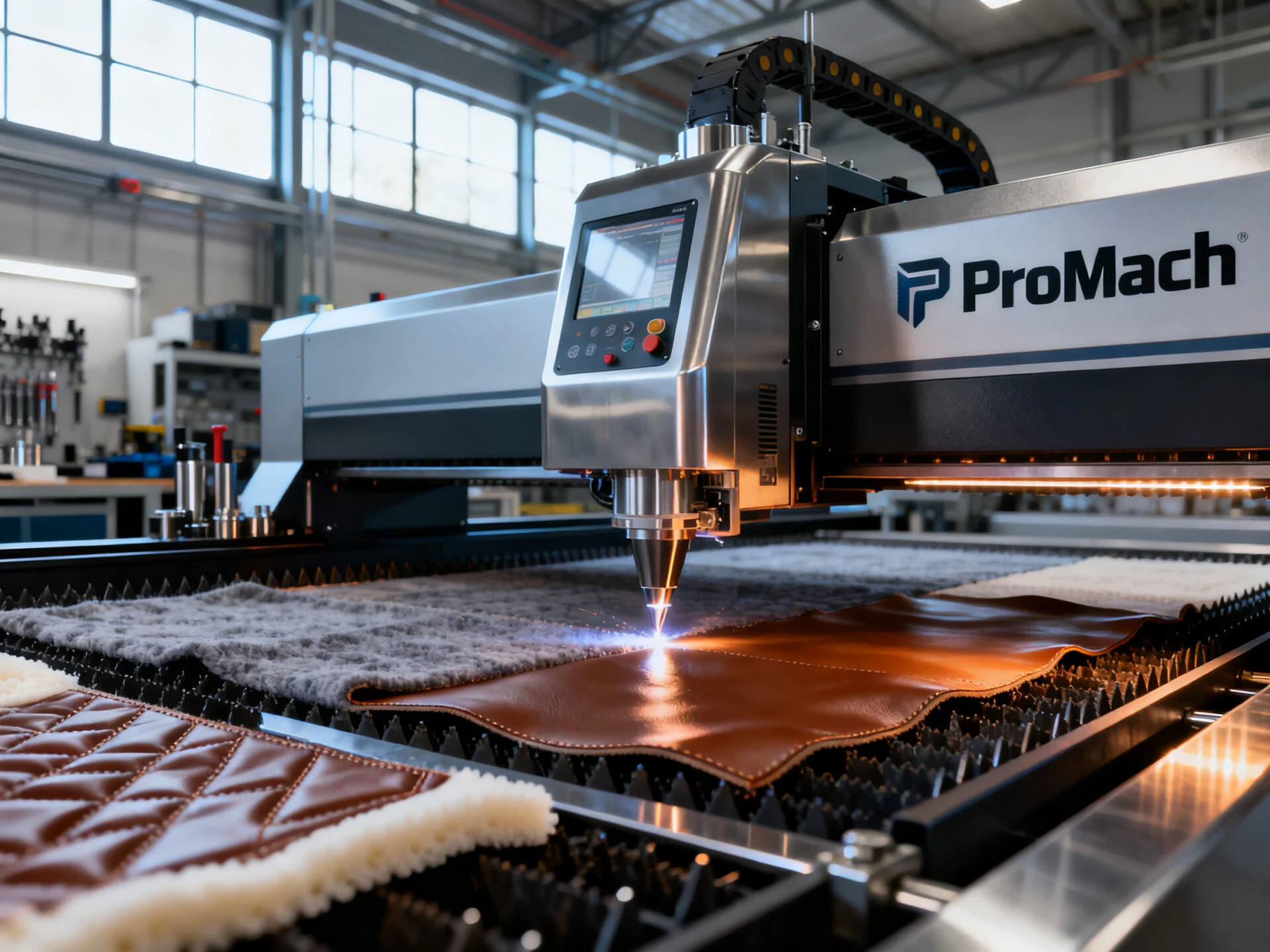 ProMach digital knife cutter processing textile and foam materials