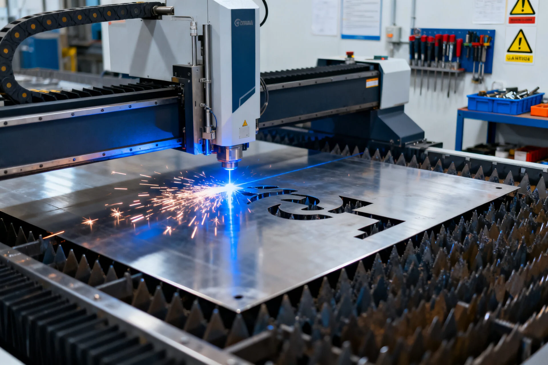 ProMach high power industrial laser metal cutting machine in action