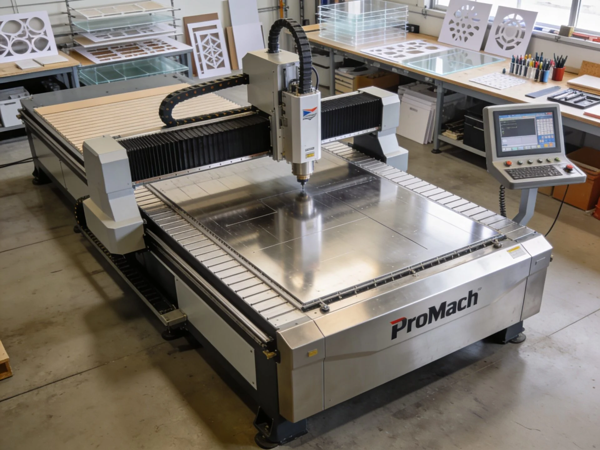 ProMach industrial CNC router for high-precision acrylic signage fabrication