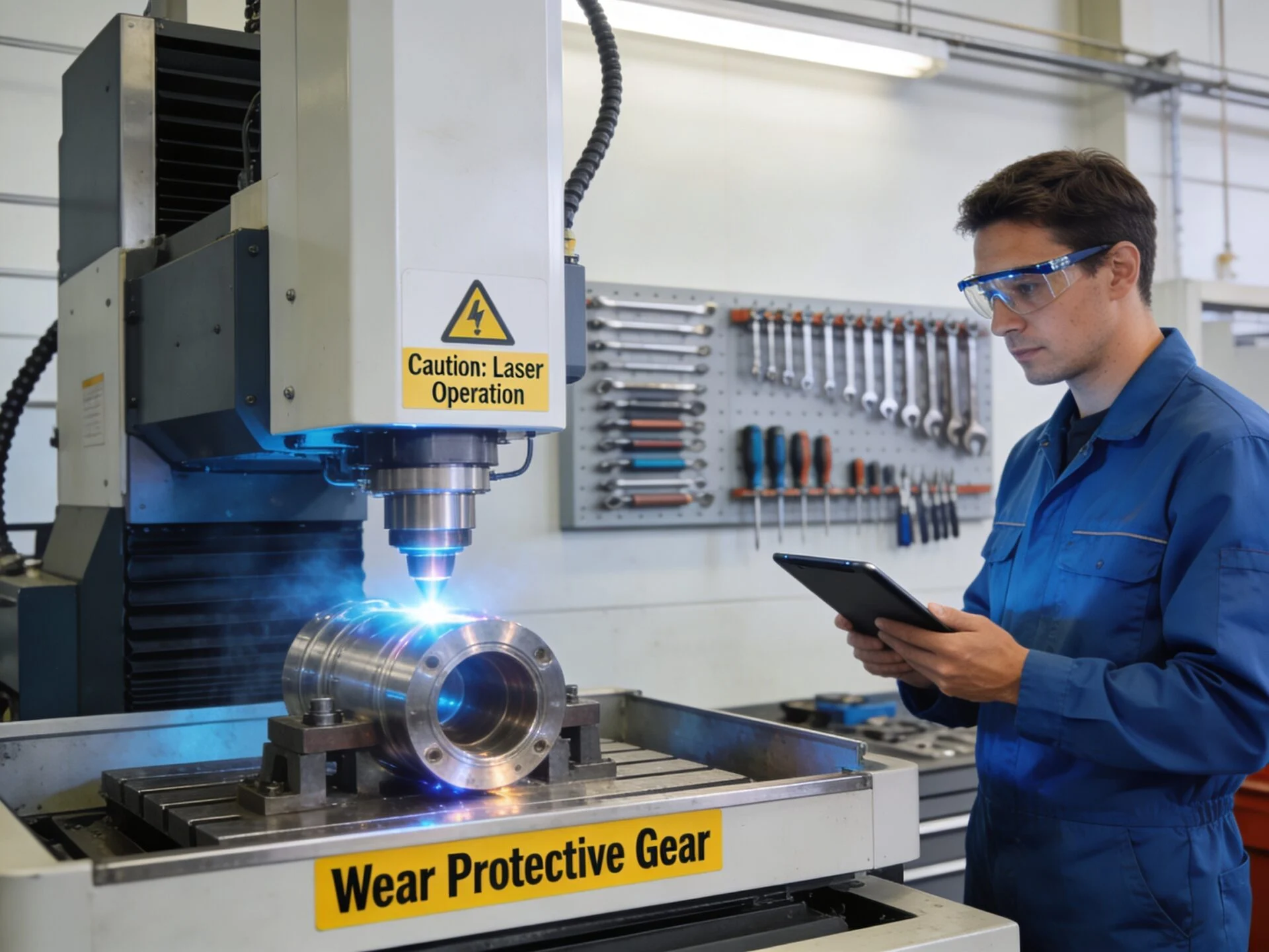 ProMach industrial laser cleaning machine in a professional manufacturing environment