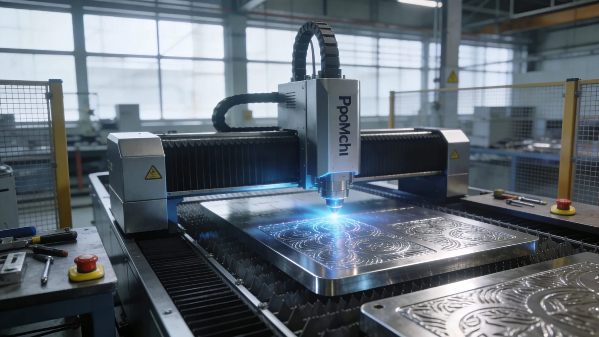 ProMach industrial laser engraver processing metal components