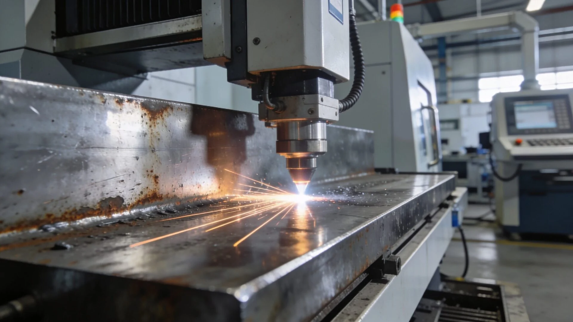 ProMach laser cleaning machine removing rust and oxidation