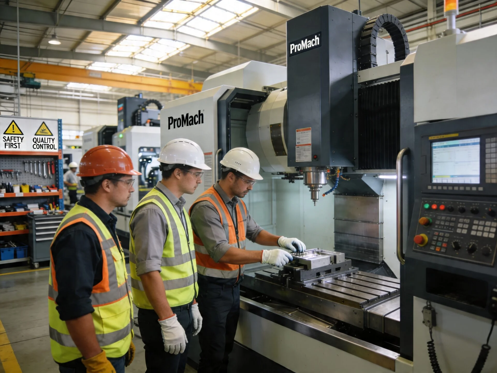 ProMach team inspecting product before shipment