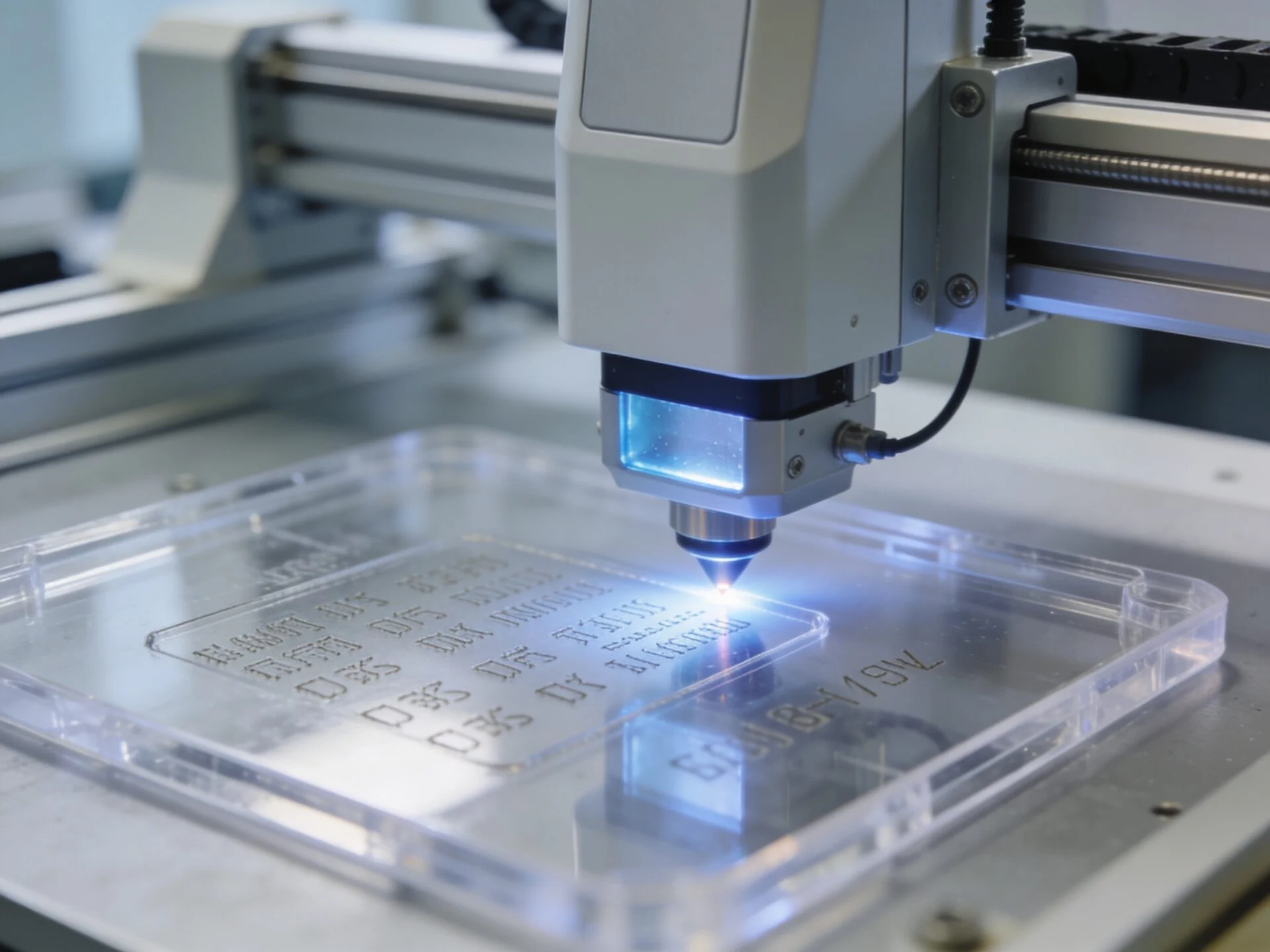 ProMach UV laser marking machine performing high-precision etching on plastic